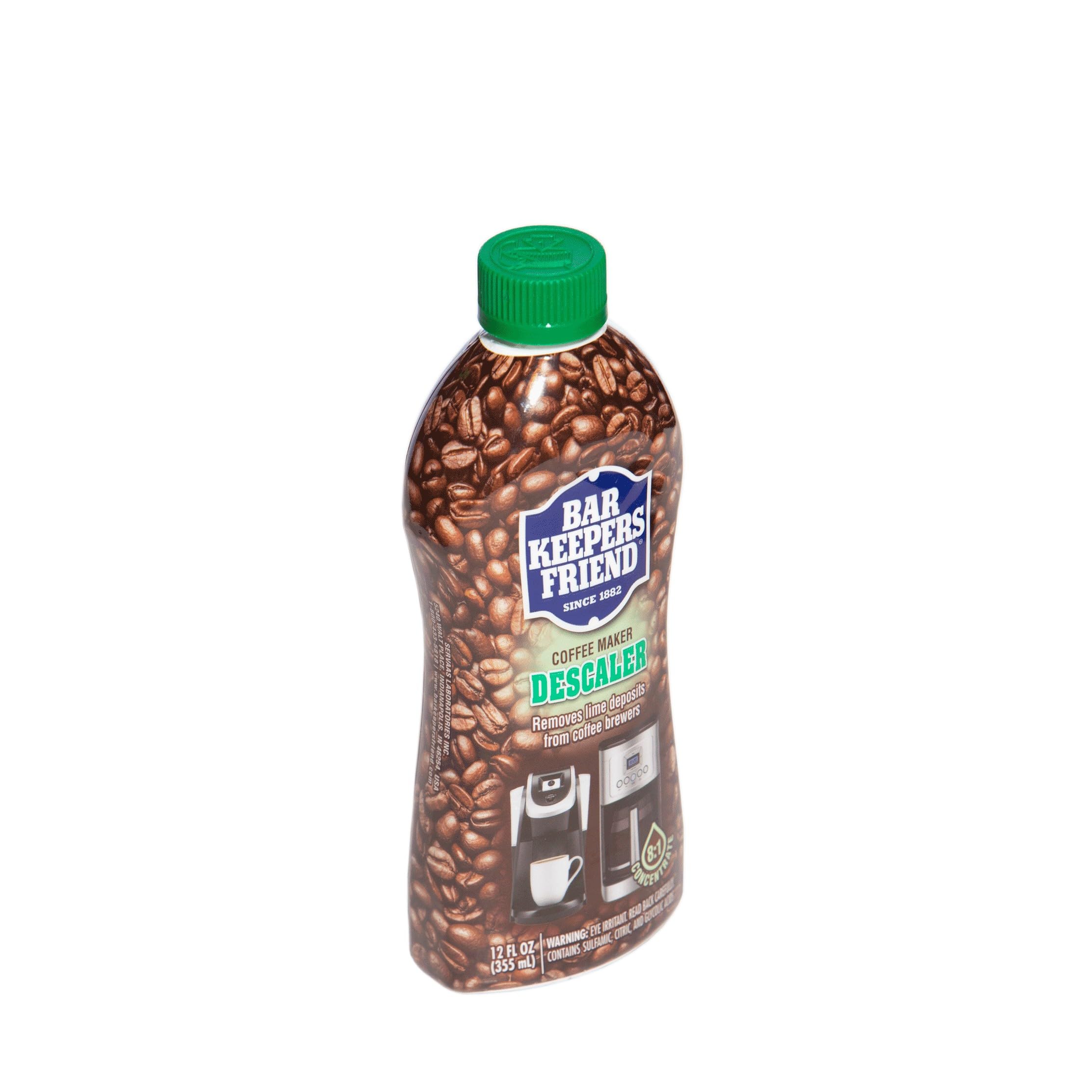 Bar Keepers Friend Coffee Maker Descaler (12 oz) - Removes Mineral Deposits & Limescale from Espresso, Drip & Single-Serve Coffee Machines - Perfect for Keurig, Nespresso & Automatic Coffee Makers - Keep Your Coffee Tasting Fresh & Extend Appliance Life