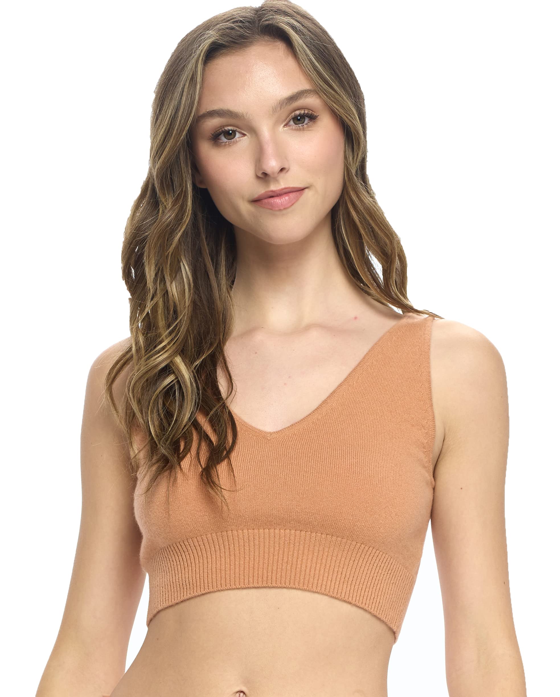 Mariyaab Women's 100% Cashmere Soft Cropped Pajama Tank Top - Luxurious Sleepwear for Cozy Nights & Relaxing at Home