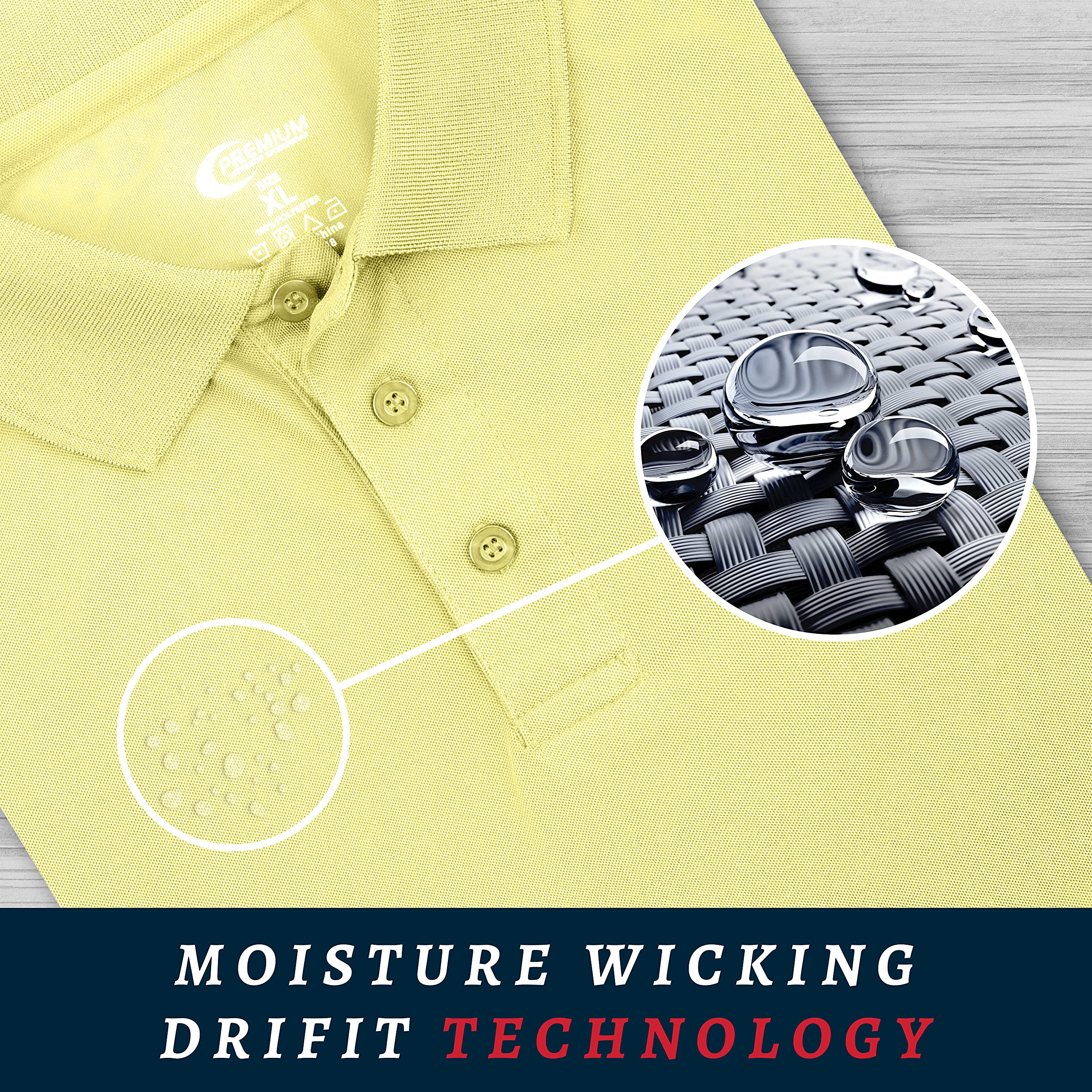 Premium Moisture-Wicking Men's Polo Shirts - Breathable & Quick-Dry Performance Tees for Golf, Work & Casual Wear