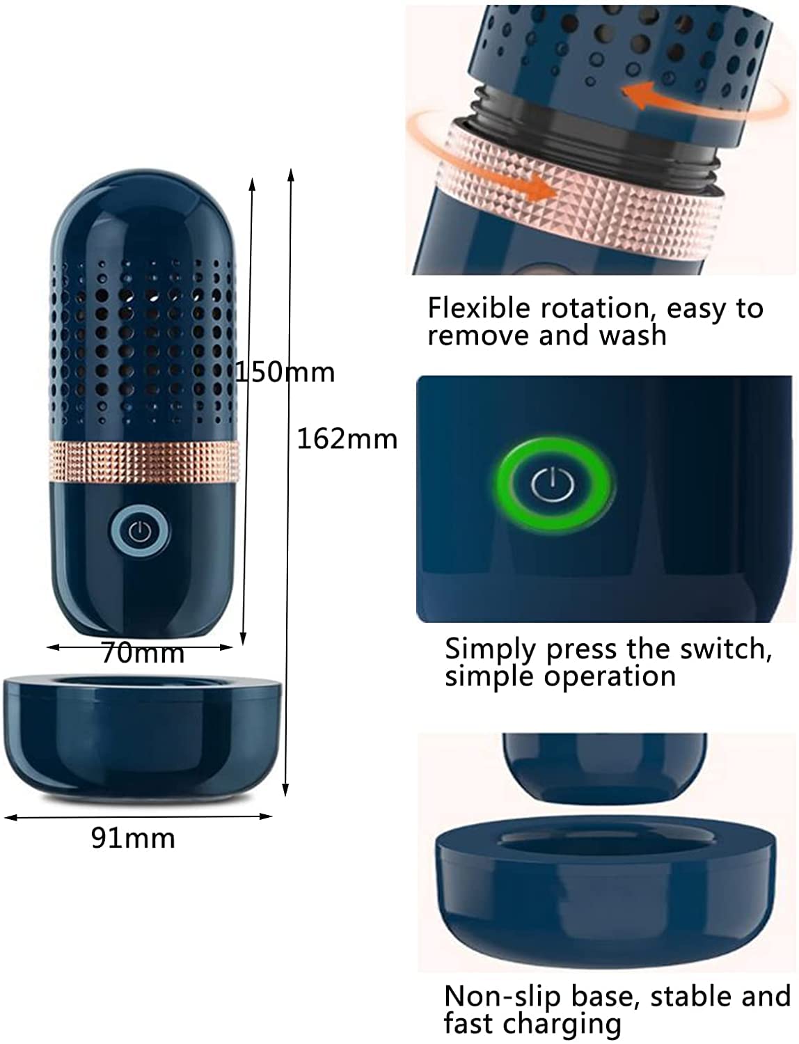 Portable 4400mAh USB Rechargeable Fruit and Vegetable Cleaner Machine - Automatic Household Capsule-Shaped Washer for Fresh Produce | Perfect for Kitchen, Camping & Travel Use