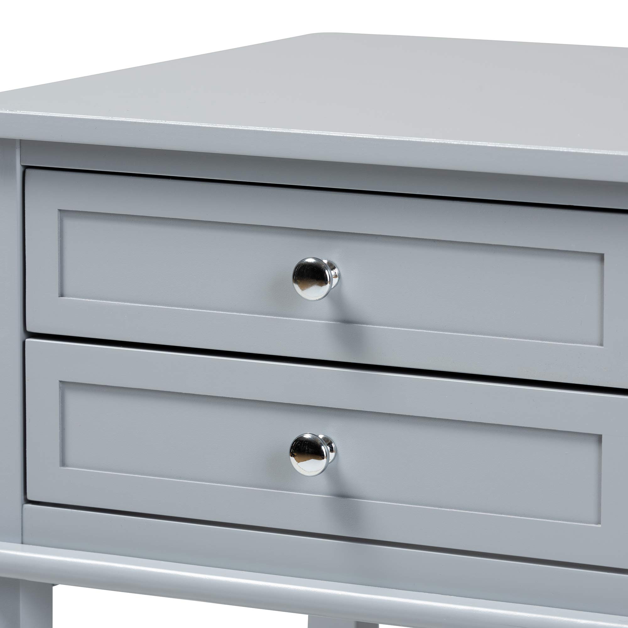 Baxton Studio Modern Nightstand with Drawer - Light Grey Finish for Bedroom Furniture & Home Decor