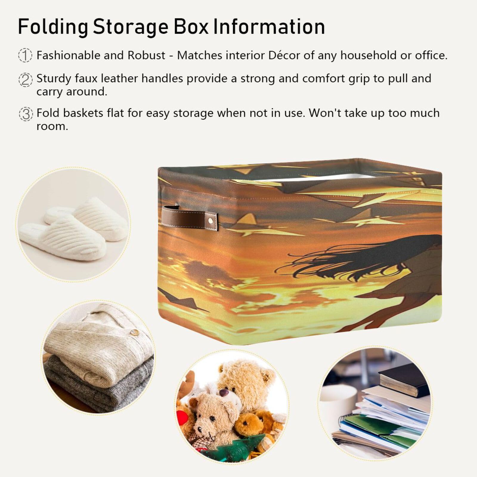 Large Foldable Storage Baskets with Handles - 2 Pack Closet Organizers & Home Storage Bins for Shelves | Perfect for Bedroom, Bathroom & Kids Room Organization