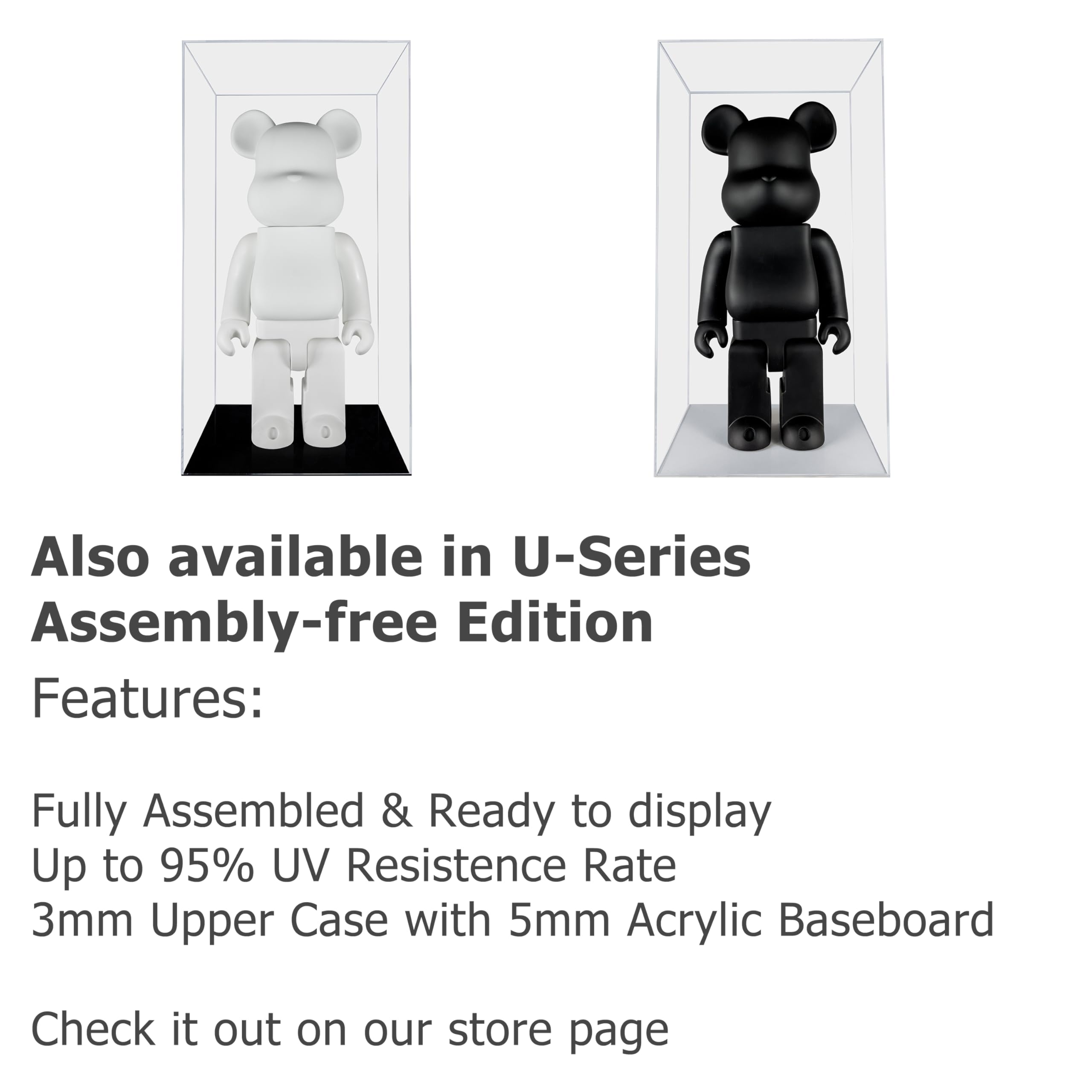 Acrylic Display Case for Bearbrick 1000% Figures - Clear Dustproof Showcase Box with Base | Perfect for Collectible Toy Protection & Home Decor Display