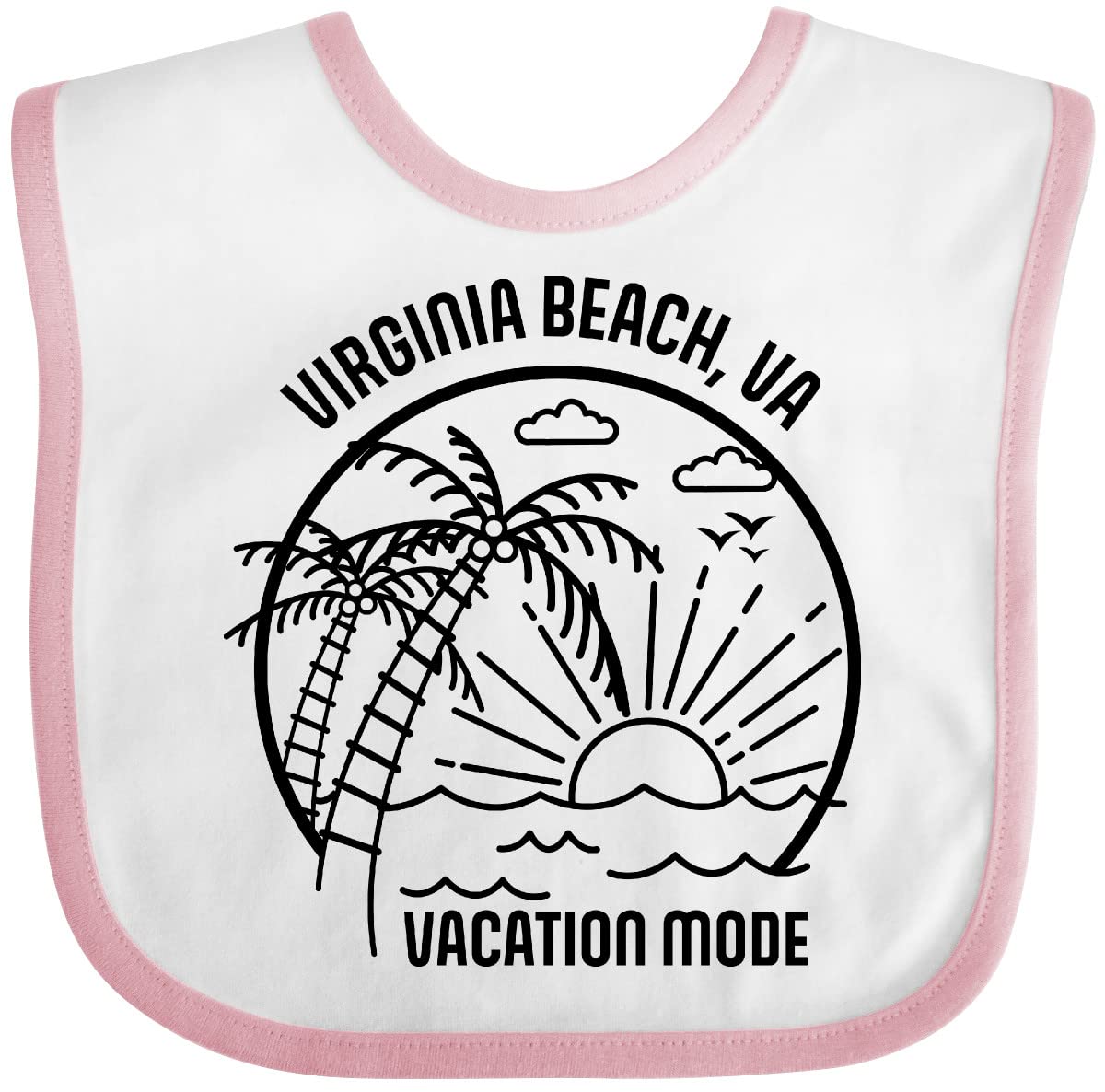 Inktastic Summer Vacation Mode Virginia Beach Virginia Baby Bib - Soft Cotton Drool Bib for Infants & Toddlers - Perfect for Beach Trips, Travel & Outdoor Adventures