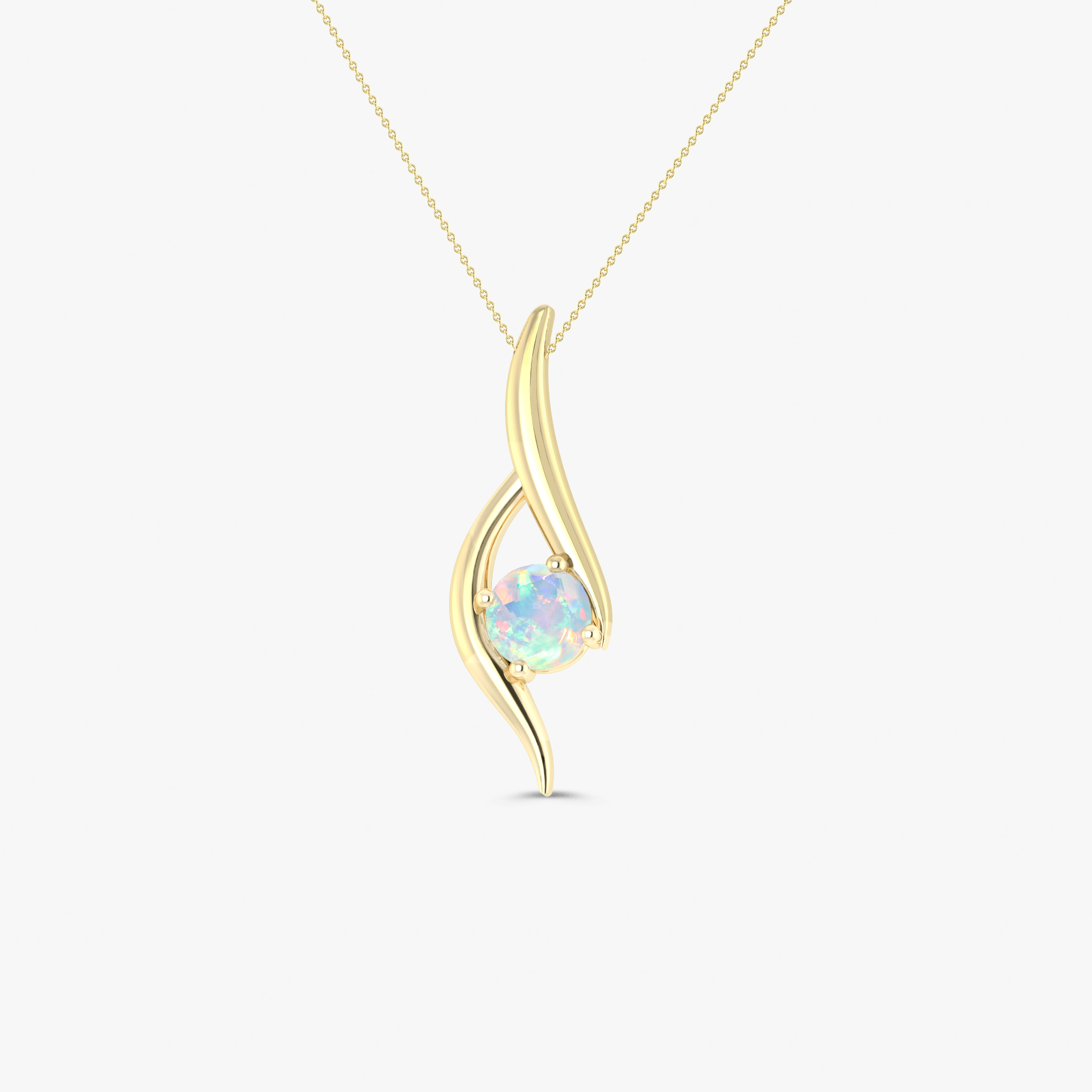 Natural White Opal Bypass Pendant Chain Necklace for Women - Elegant Dainty Jewelry Gift for Birthday, Anniversary & Special Occasions
