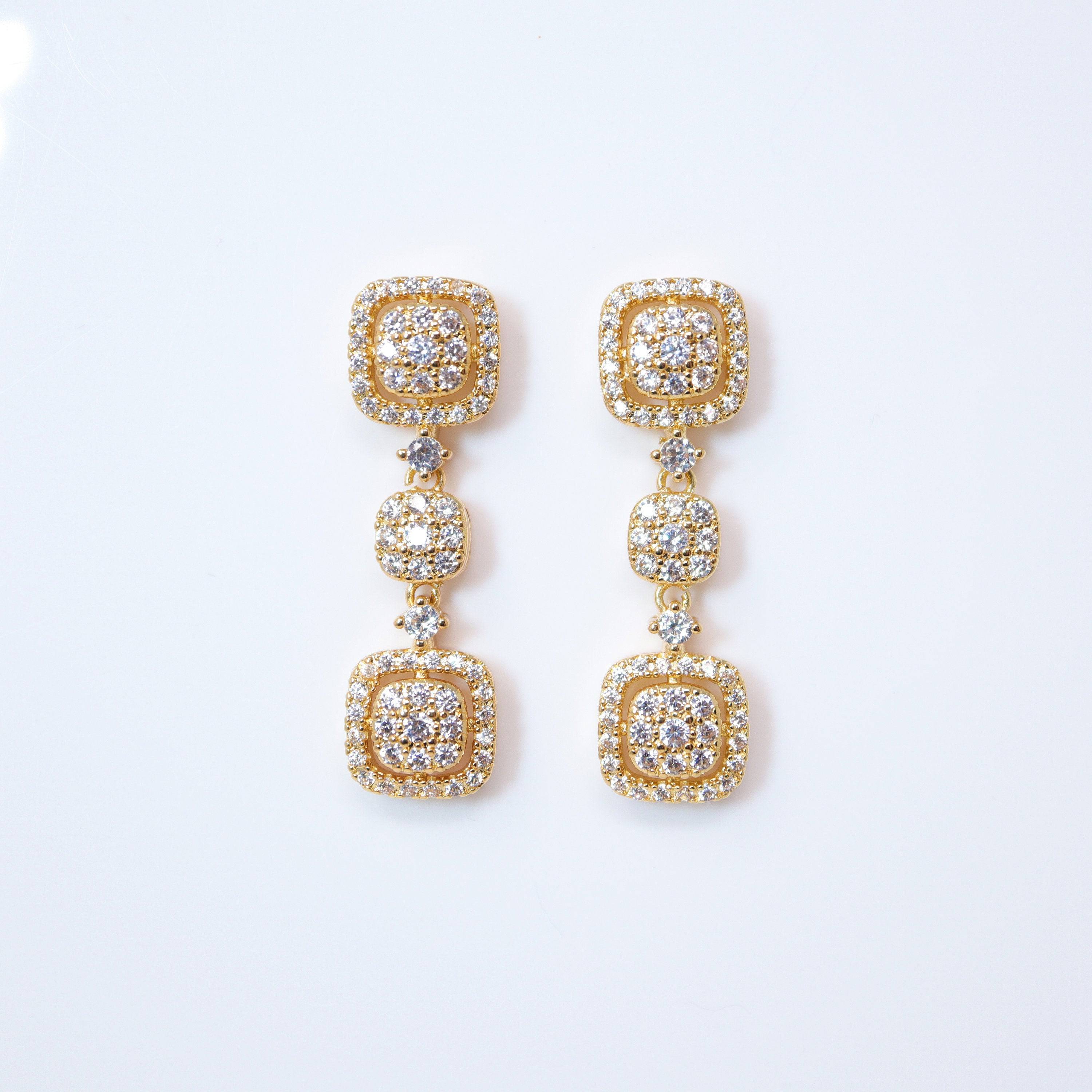Stunning Cubic Zirconia Diamond Earrings for Women - Elegant Bridal Jewelry, Wedding Earrings, Crystal Statement Earrings | Perfect for Weddings, Prom, Date Night & Special Occasions