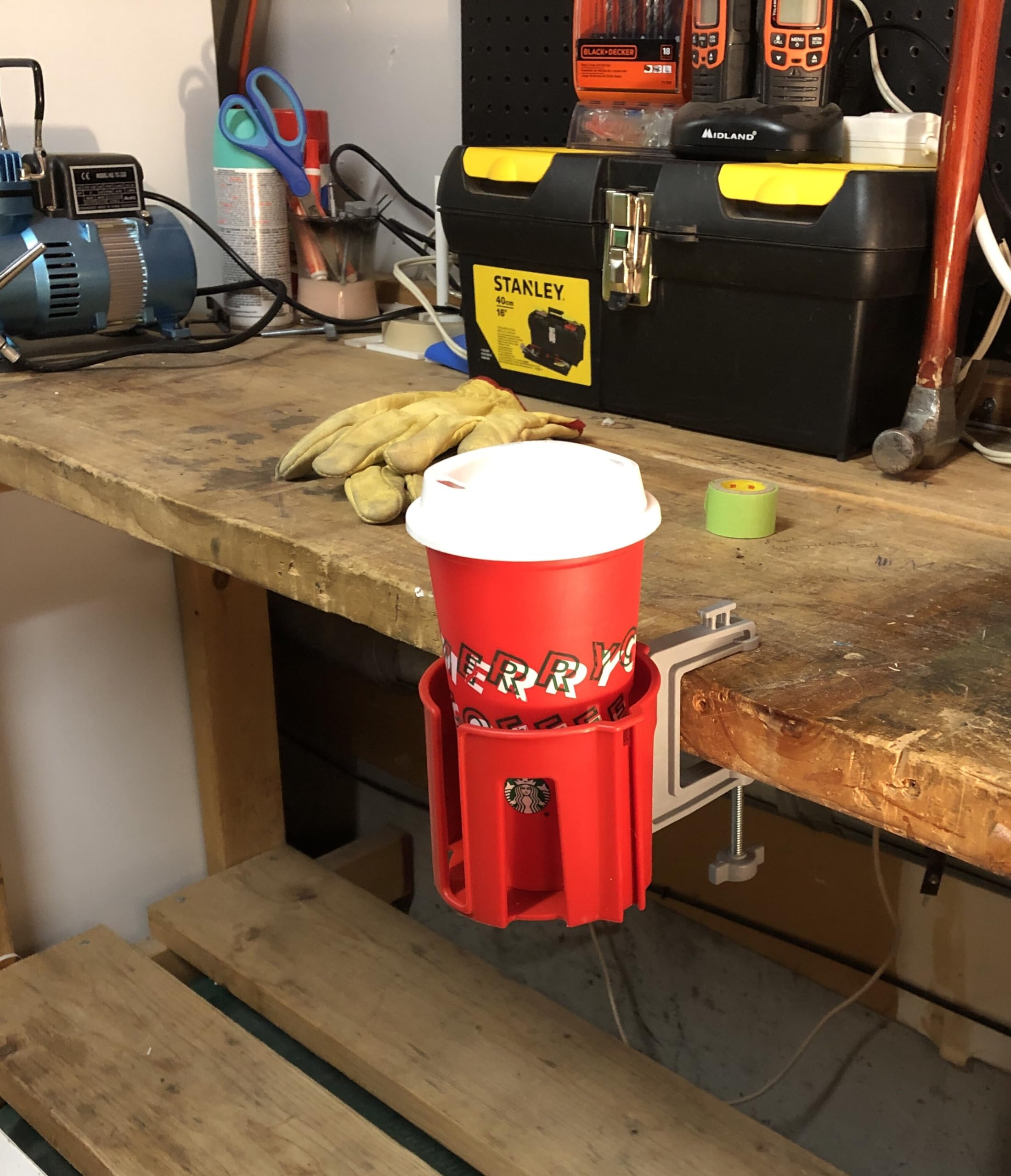 Premium Anti-Spill Cup Holder for Desk & Table - Secure Drink Stability, Non-Slip Base (Red/Gray) | Ideal for Office, Home, Car & Travel Use