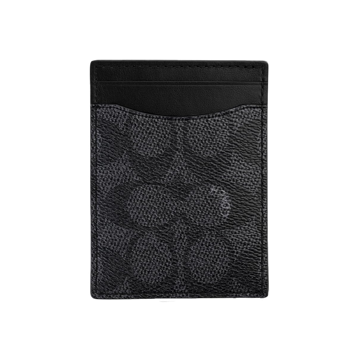 Coach Men's Signature Charcoal Money Clip Card Holder - Slim RFID-Blocking Wallet for Credit Cards & Cash - Perfect for Business, Travel & Everyday Use