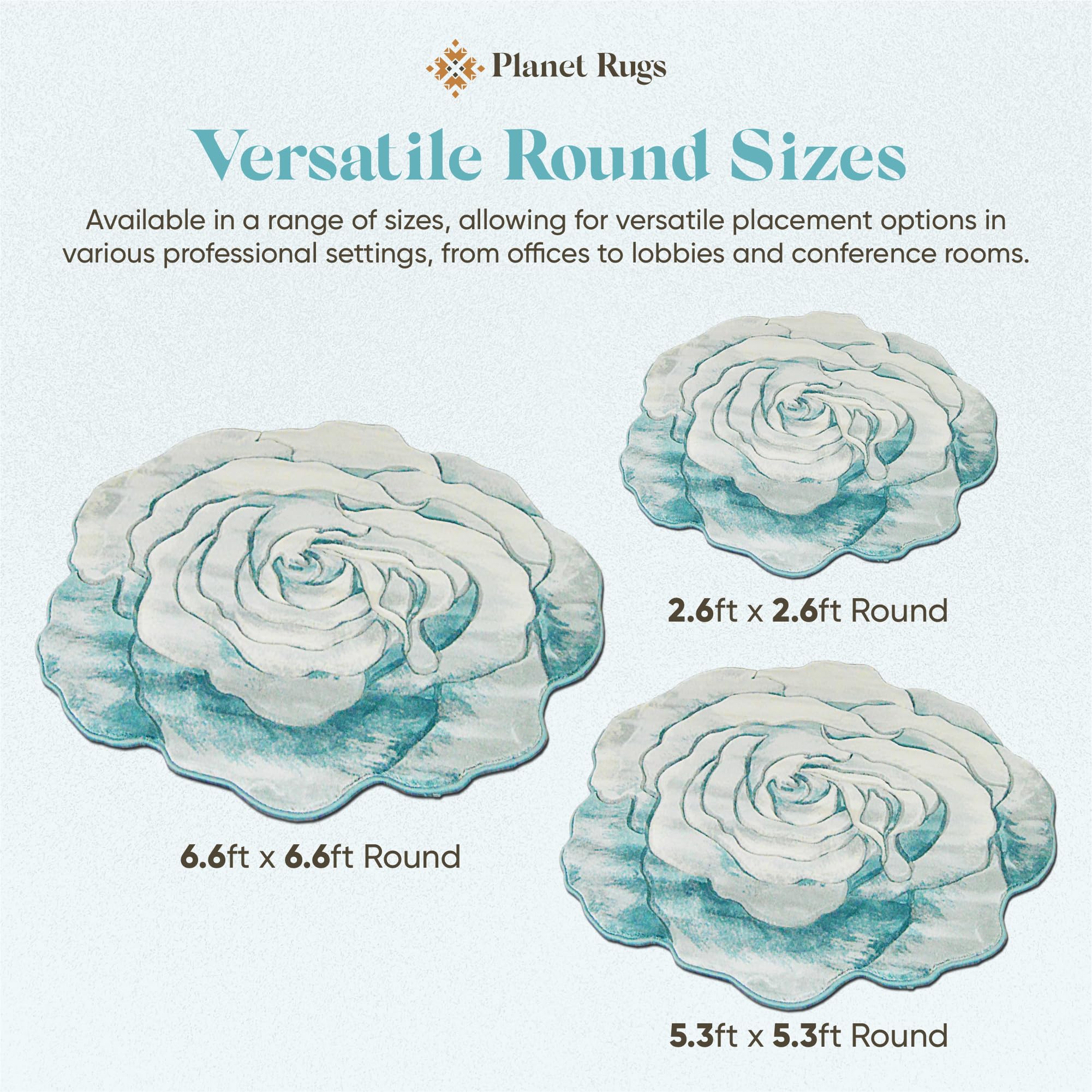 5ft Round Rose Area Rug - Soft Plush Flower Shaped Carpet for Bedroom & Living Room | Girly Home Decor in 304 Blue | Perfect for Nursery, Dorm Room & Cozy Spaces