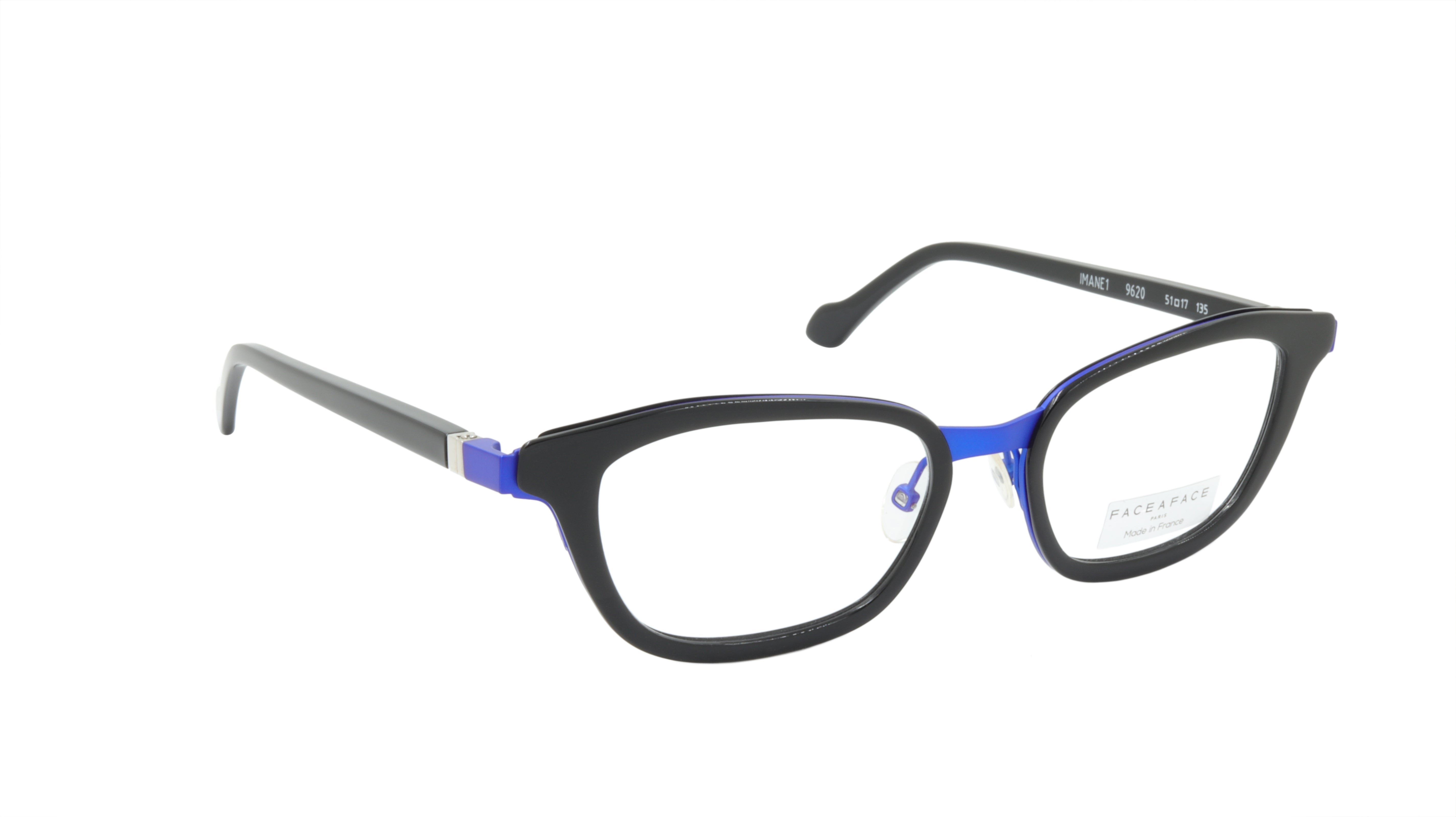 Face A Face IMANE 1 Eyeglasses Frame - 9620 Acetate & Metal Blend in Flashy Blue Black | Stylish Unisex Prescription Glasses for Work, Reading & Fashion
