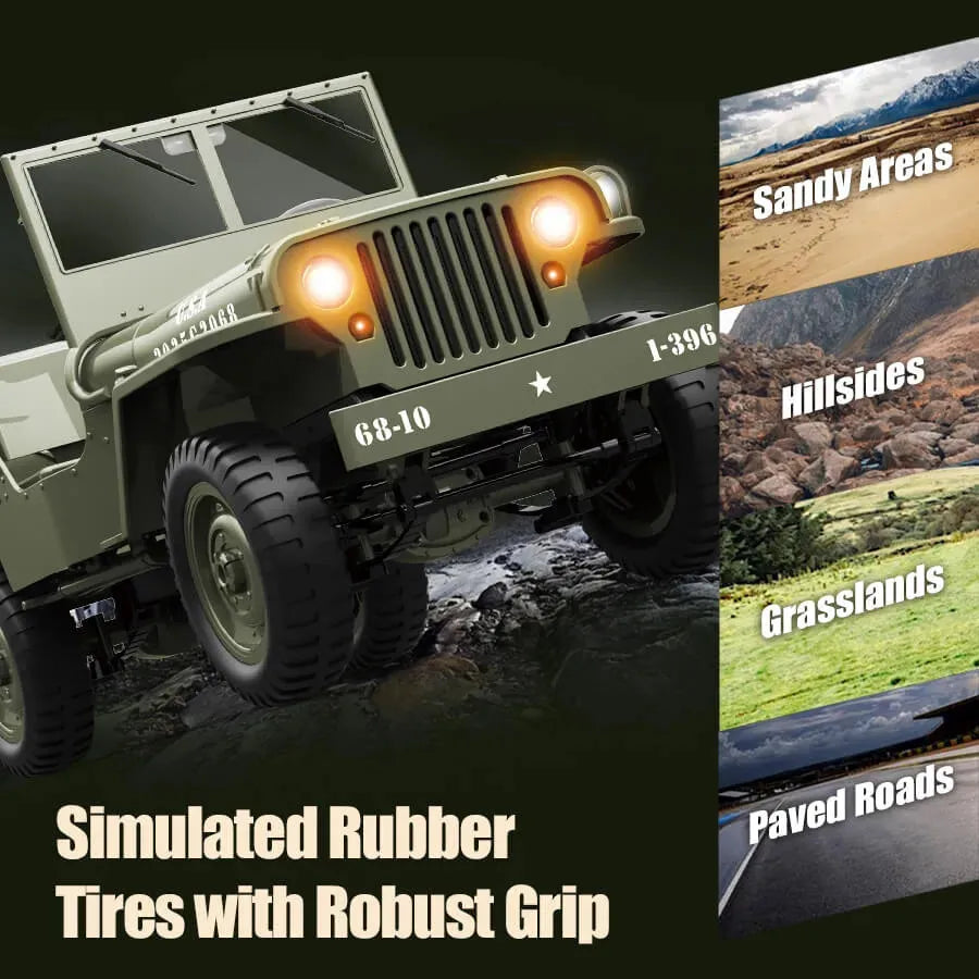 **JJRC C8815 4WD Off-Road RC Truck - 1:12 Scale Willys Military Jeep Remote Control Car for Adults & Kids - High Speed Climbing Vehicle for Outdoor, Backyard, Trail Adventures (USA Only)**