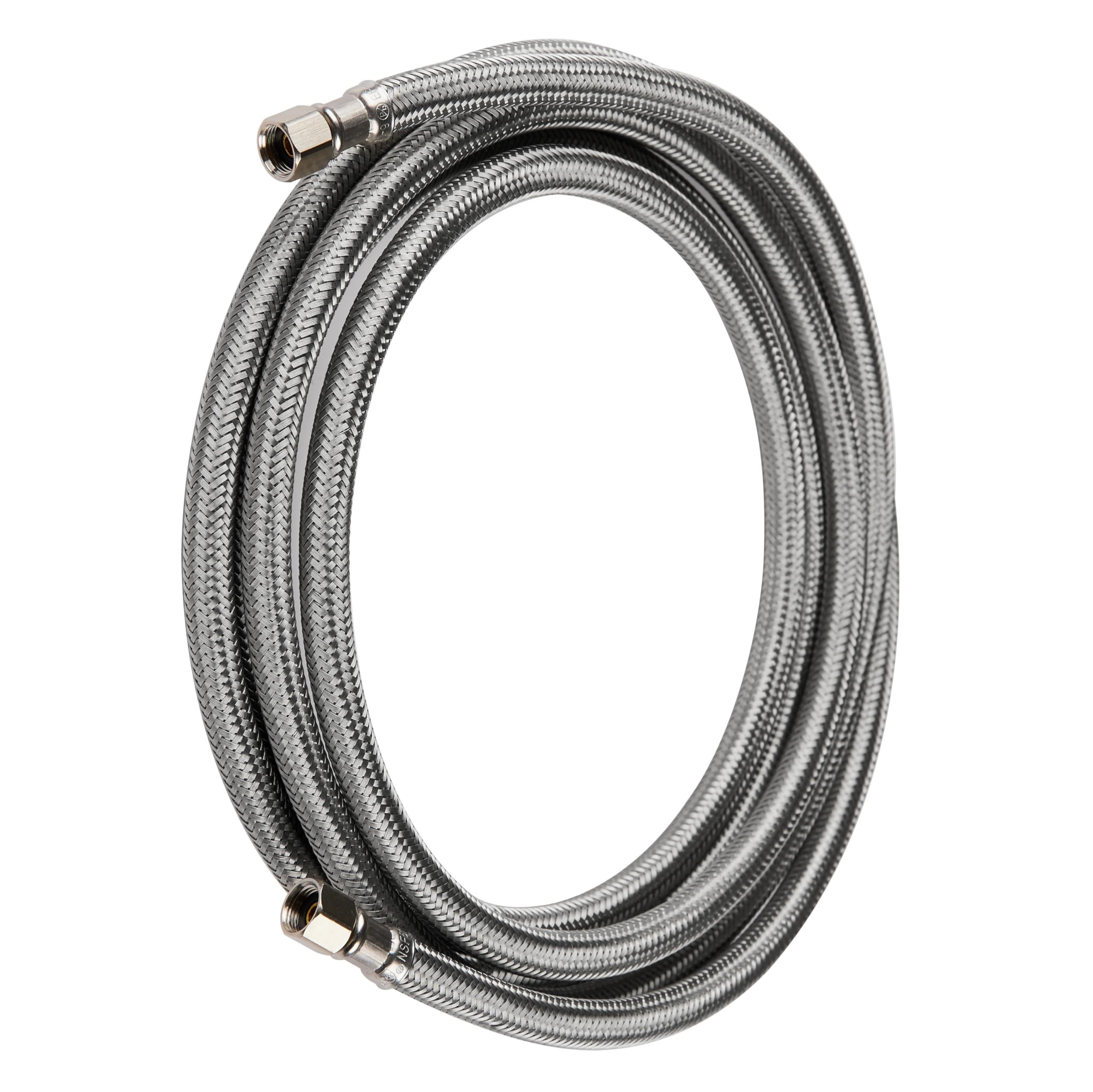 EFIELD 6 FT Stainless Steel Braided Refrigerator Ice Maker Water Supply Line - 1/4