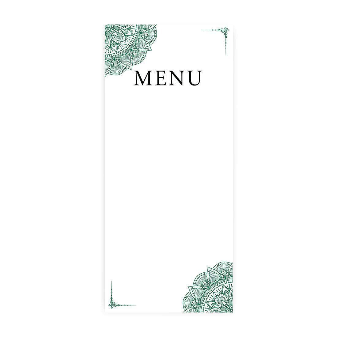 Elegant Dark Green Printable Wedding Menu Cards - Premium Ornate DIY Cardstock for Dinner Table Place Settings, Programs, Rehearsals & Reception - 4x9 Inches, Pack of 56 - Perfect for Bridal Showers, Banquets & Formal Events