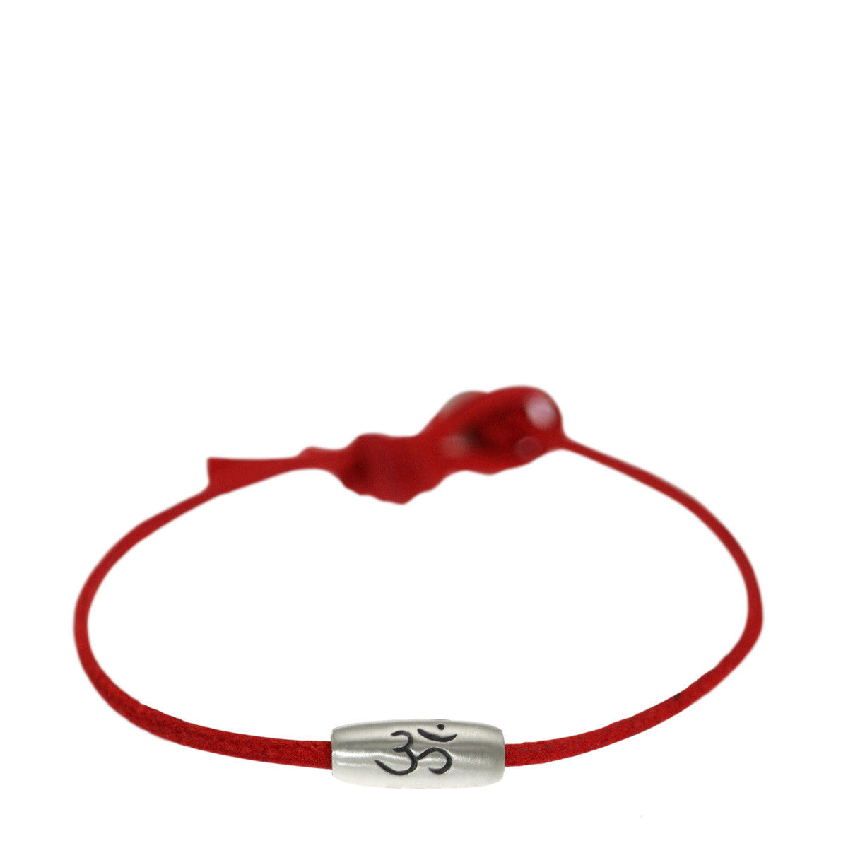 Sterling Silver Barrel Om Bead Necklace on Red Cord - Spiritual Jewelry for Meditation, Yoga & Positive Energy