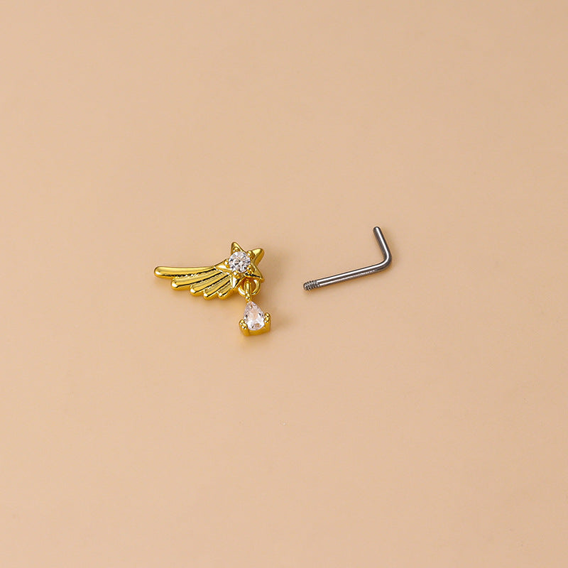 20G Surgical Steel Small Nose Ring & Nose Stud - Angel Wing Nose Piercing Jewelry for Women | Hypoallergenic, Comfort Fit | Perfect for Everyday Wear, Parties & Special Occasions