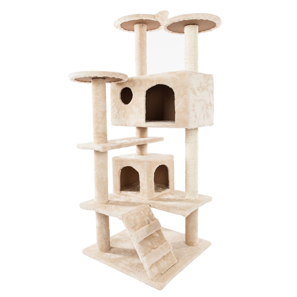 Premium Cat Tree for Kittens - Multi-Level Cat Climb Tower with Scratching Posts & Cozy Pet Bed - Beige Cat Furniture for Indoor Play & Relaxation | Perfect for Small Spaces & Active Cats