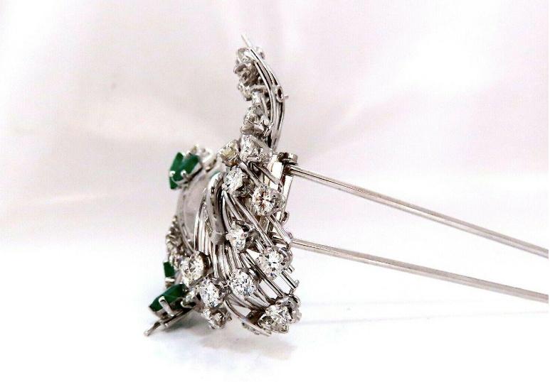 GIA Certified Natural Fancy Diamond Emerald Platinum Brooch Pin - Elegant Jewelry for Weddings, Galas & Special Occasions