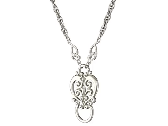 1928 Vintage Heart Filigree Eyeglass Chain Necklace - Adjustable Badge Holder for Glasses & ID Cards - Perfect for Reading, Work & Fashion Accessories