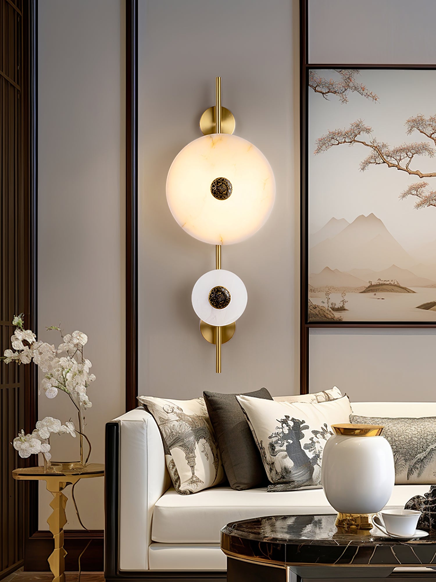 Alabaster Eclipse Wall Light - Modern Minimalist Sconce for Bedroom, Living Room & Hallway - Energy Efficient LED Wall Lamp for Home Decor