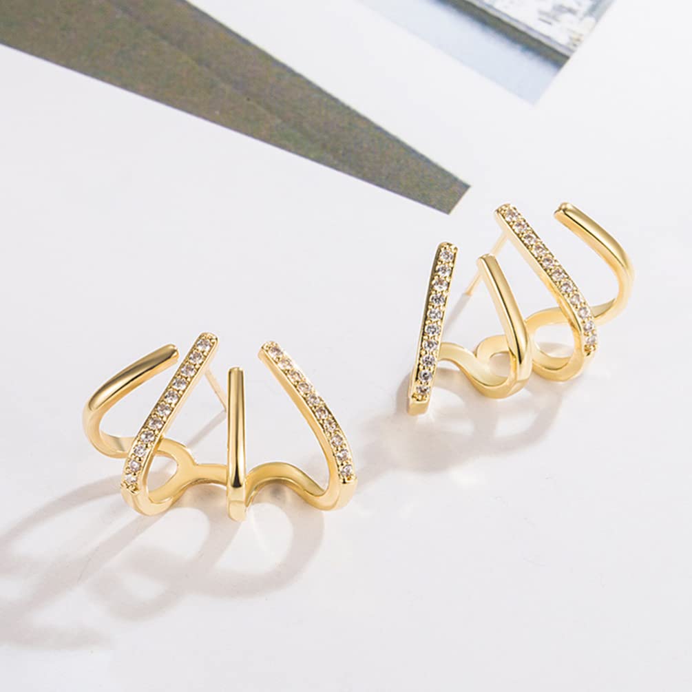 GALPADA Women's Claw Earrings - Zircon Stud Ear Cuff Hoop Earrings for Girls, Needle Claw Stud Earrings with Ear Wrap Cuff Piercing | Perfect for Parties, Weddings & Everyday Wear