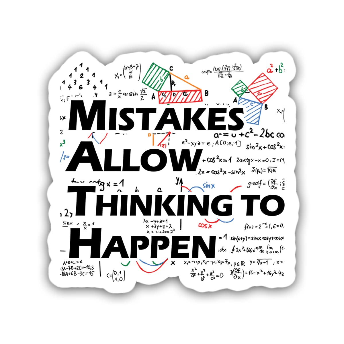 3 Pcs Mistakes Allow Thinking to Happen Stickers - Motivational Math Decals for Laptop, Phone, Planner, Water Bottle, Car Bumper (3x4 Inch) - Perfect for Students, Teachers & Office Decor