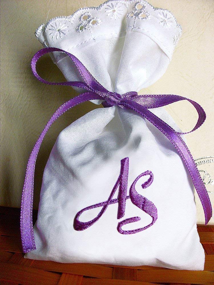 Personalized Wedding Favor Bags - 20 Embroidered Initial Name Confetti Bags for Bridal Shower, Reception & Party Decor | Elegant Gift Packaging for Guests