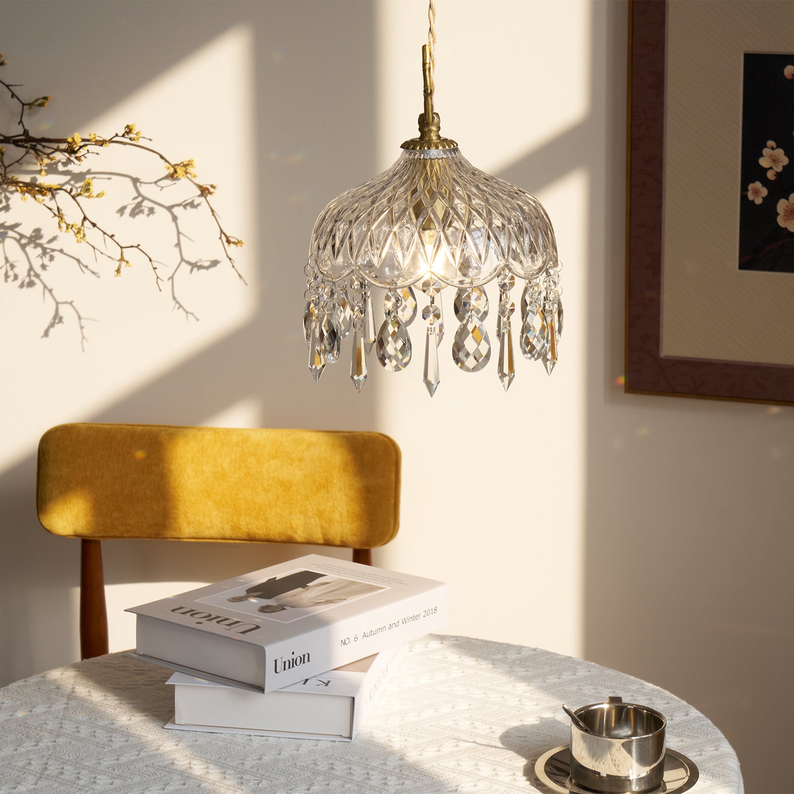 Modern Bowl Shade Pendant Lamp - Stylish Hanging Light Fixture for Kitchen Island, Dining Room & Bedroom Decor - Adjustable LED Ceiling Light with Wooden Accents