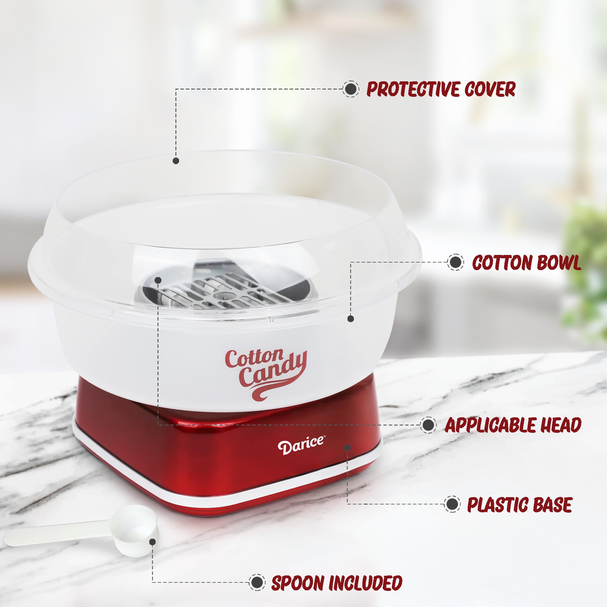 Darice Retro Cotton Candy Maker Machine for Homemade Sweets - Perfect for Birthday Parties, Carnivals & Family Gatherings - Works with Flossing Sugar or Hard Candy - Create Fun Treats at Home, Events & Festivals