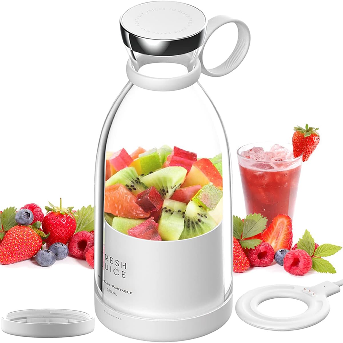 Portable Juicer Blender - 350ml Wireless Electric Blender for Fresh Juice, Smoothies & Milkshakes | Compact Travel-Ready Design | Perfect for Home, Office, Gym & Outdoor Adventures