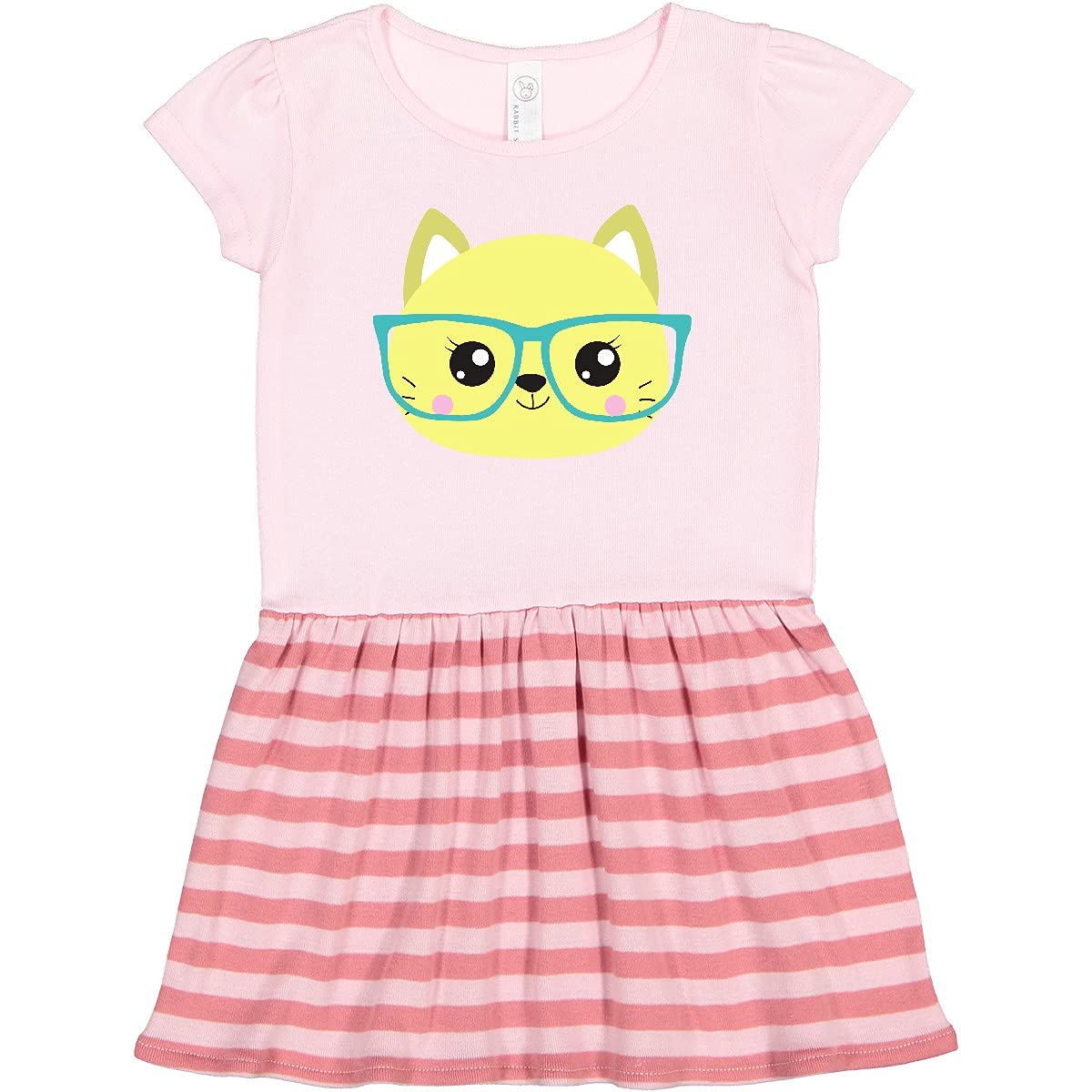 Hipster Cat Glasses Dress - Cute Kitten Toddler Outfit for Playdates