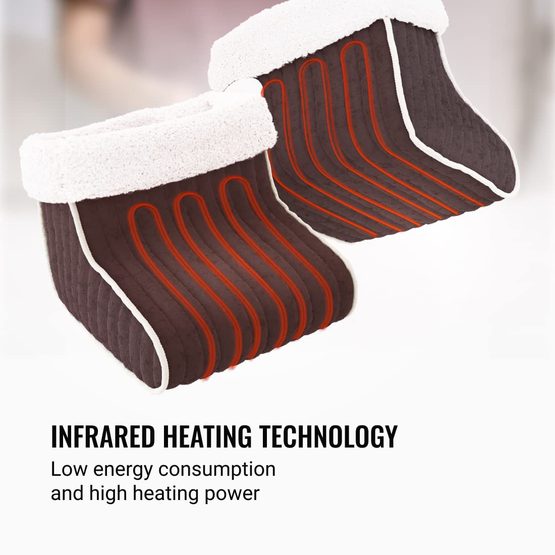 UGI Electric Foot Warmer with 3 Heat Settings & Auto Shut-Off - Adjustable for Any Foot Size, Machine Washable Heated Boots & Warming Slippers - Ideal for Women, Men & Elderly - Cozy Heated Foot Warmer Pad for Home, Office & Winter Use - EcoSapiens