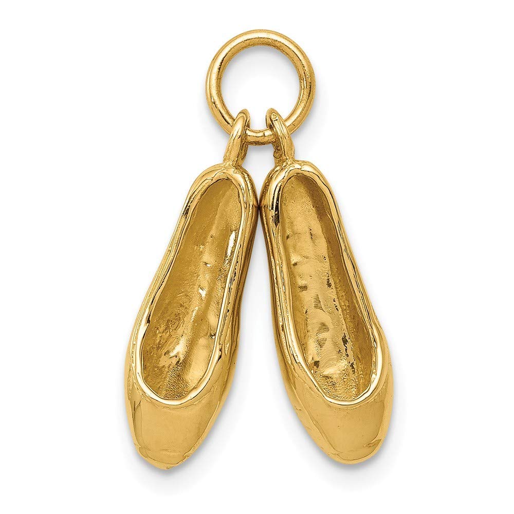 14K Yellow Gold Ballet Slippers Charm Pendant - Elegant Dainty Jewelry Gift for Dancers & Ballet Lovers - Perfect for Necklaces, Bracelets & Special Occasions