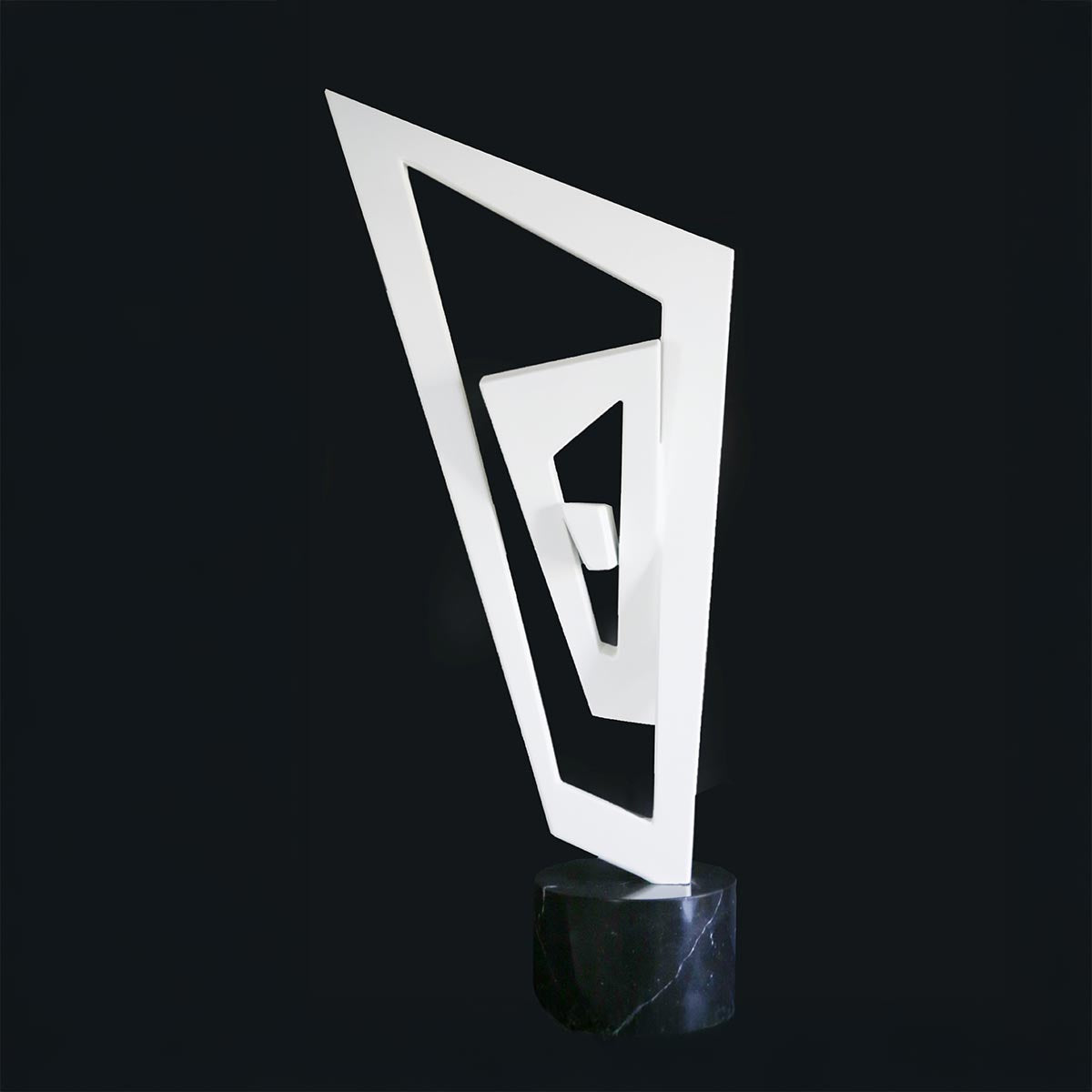 Modern Geometric White Aluminum Sculpture - 22 Inch Contemporary Art Decor for Home, Office & Garden