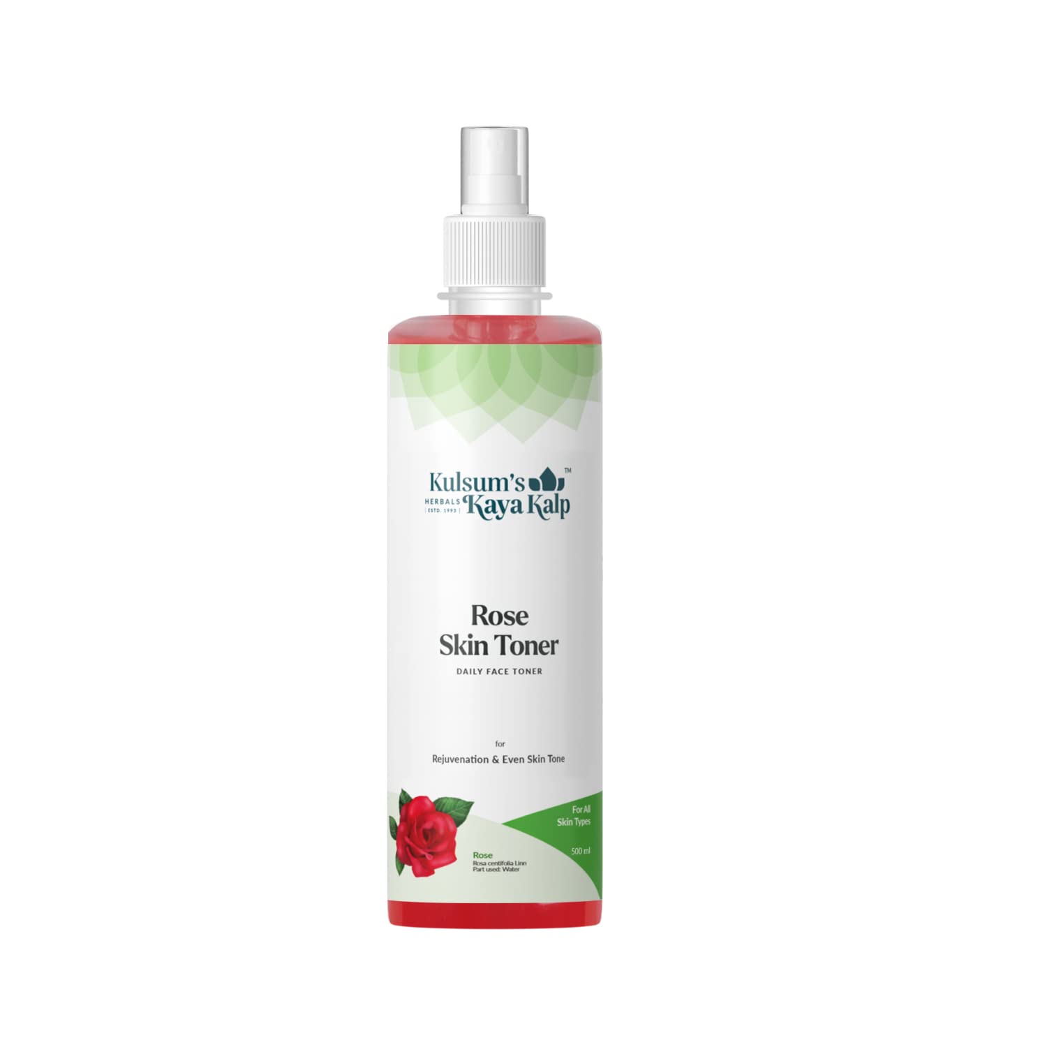 Kulsum's Kaya Kalp Herbals Rose Skin Toner 500ml - Natural Facial Toner for Glowing Skin, Hydrating & Refreshing, Perfect for Daily Skincare Routine