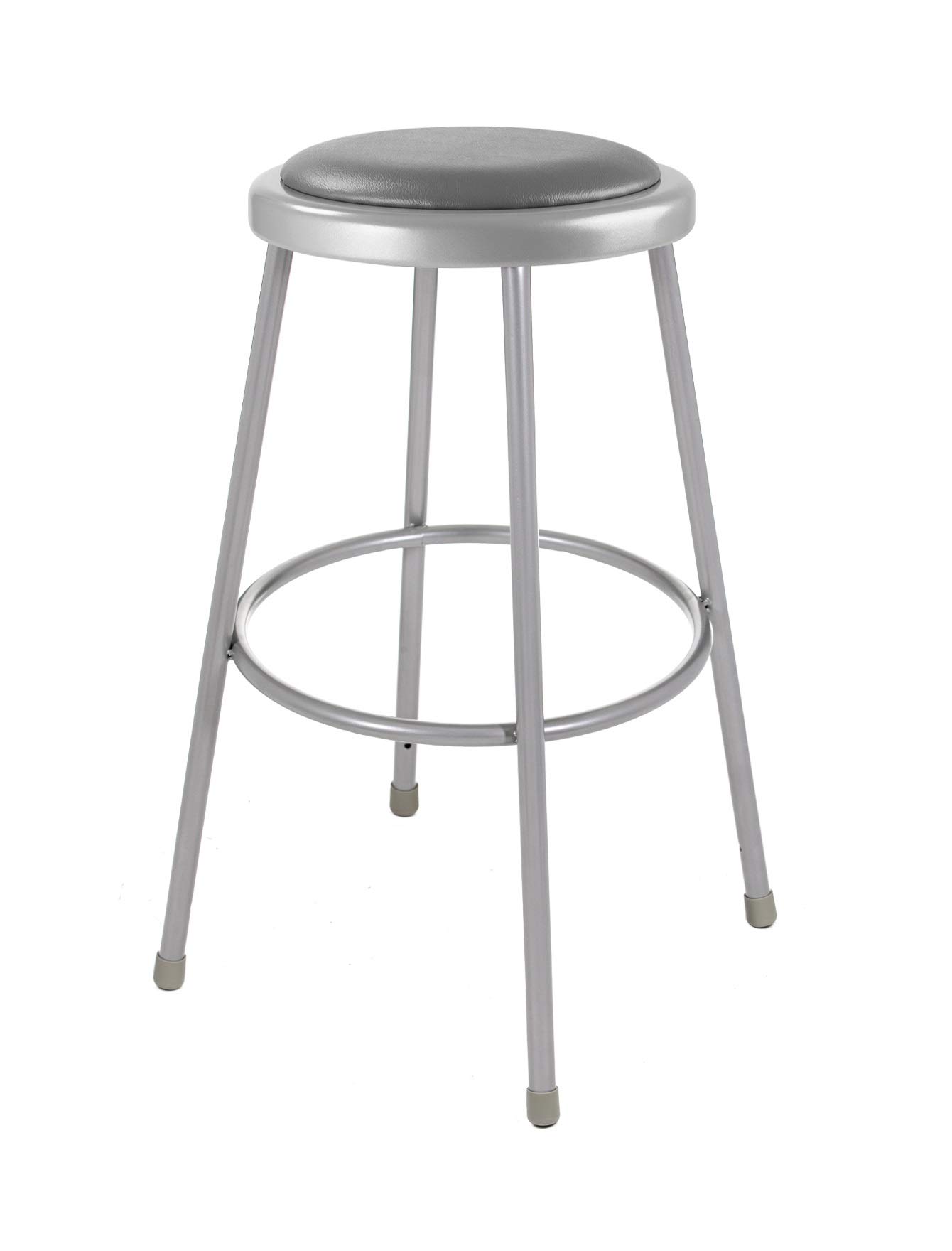 OEF Furnishings (2 Pack) Grey Vinyl Padded Bar Stools 30 Inch Height - No Assembly Required - Perfect for Kitchen Island, Breakfast Nook & Home Bar Seating
