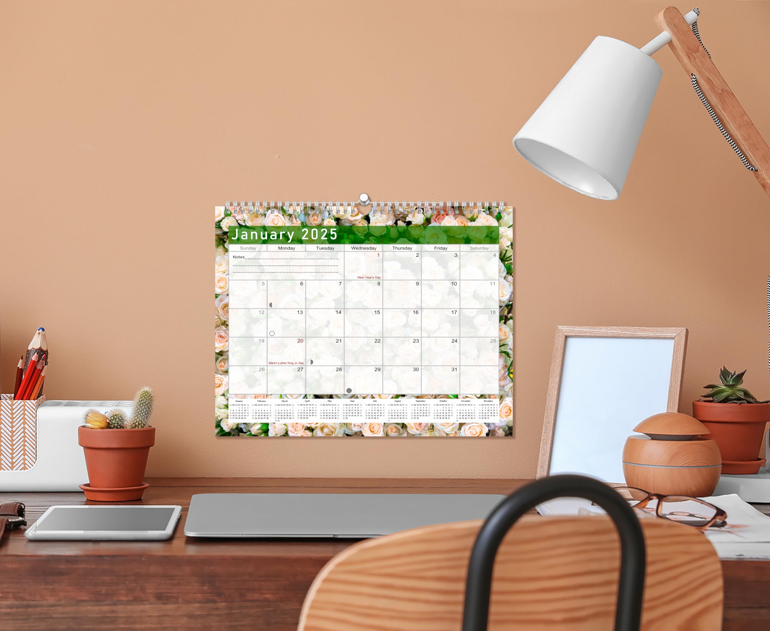 2024-2025 18-Month Spiral Bound Wall & Desk Calendar Planner - Monthly Organizer for Office, Home & School (Edition #023) - Perfect for Scheduling, Goal Tracking & Productivity