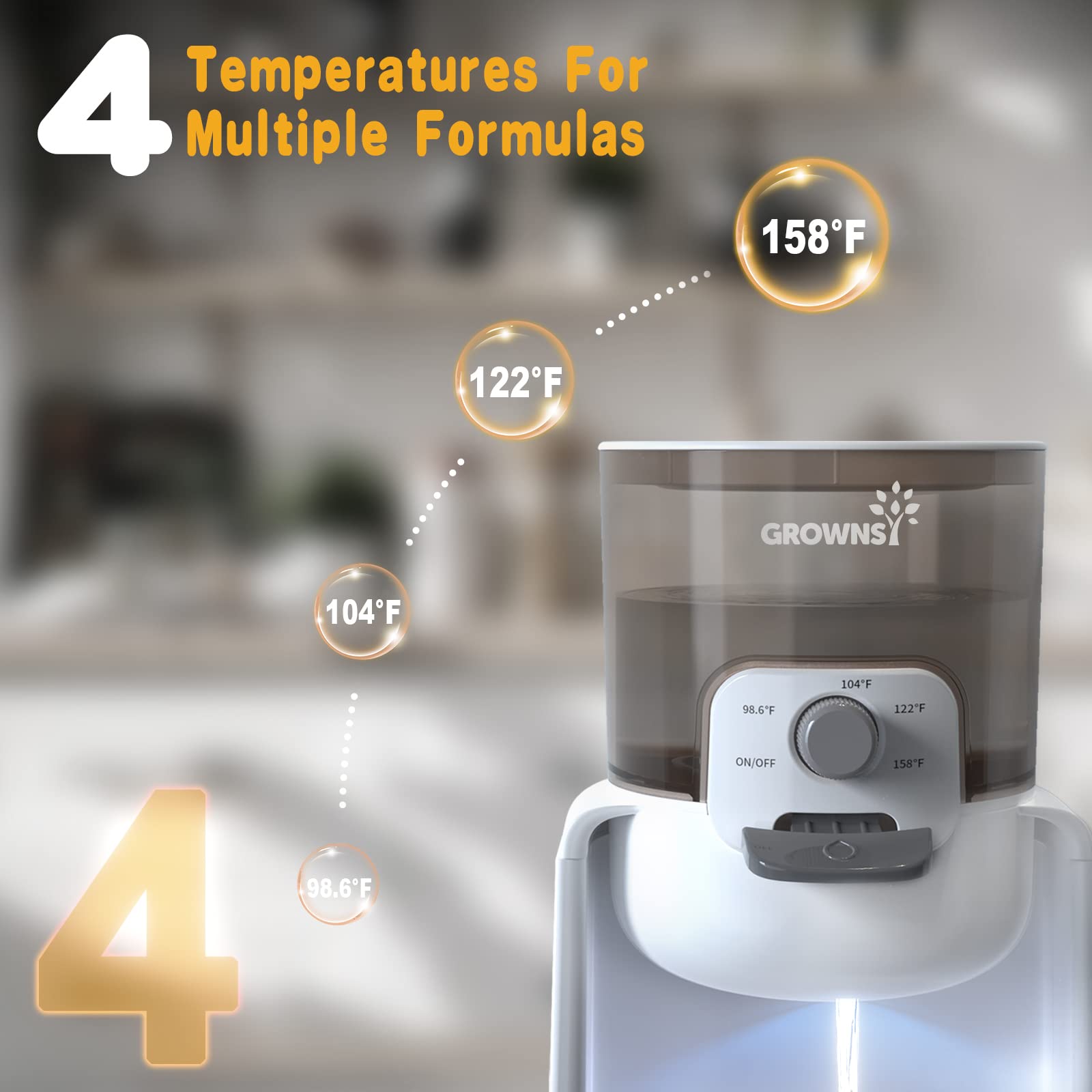 GROWNSY Electric Water Warmer and Baby Bottle Warmer - Fast Heating for Formula, Breast Milk & Drinks - Perfect for Nurseries, Travel & Night Feedings