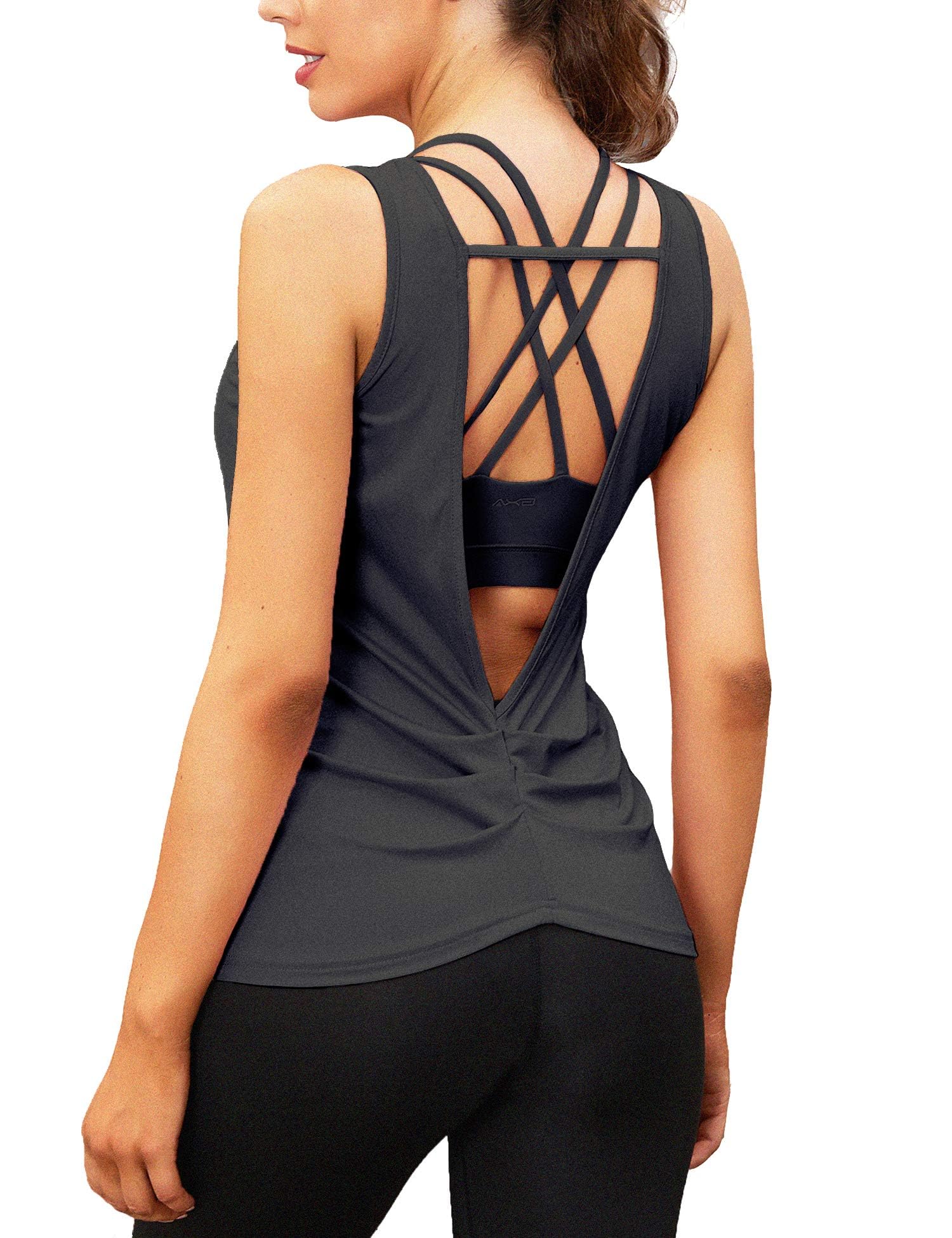 COOrun Women's Open Back Strappy Workout Tank Tops - Breathable Athletic Yoga Shirts for Gym, Running & Fitness | Perfect for Yoga, HIIT & Summer Workouts