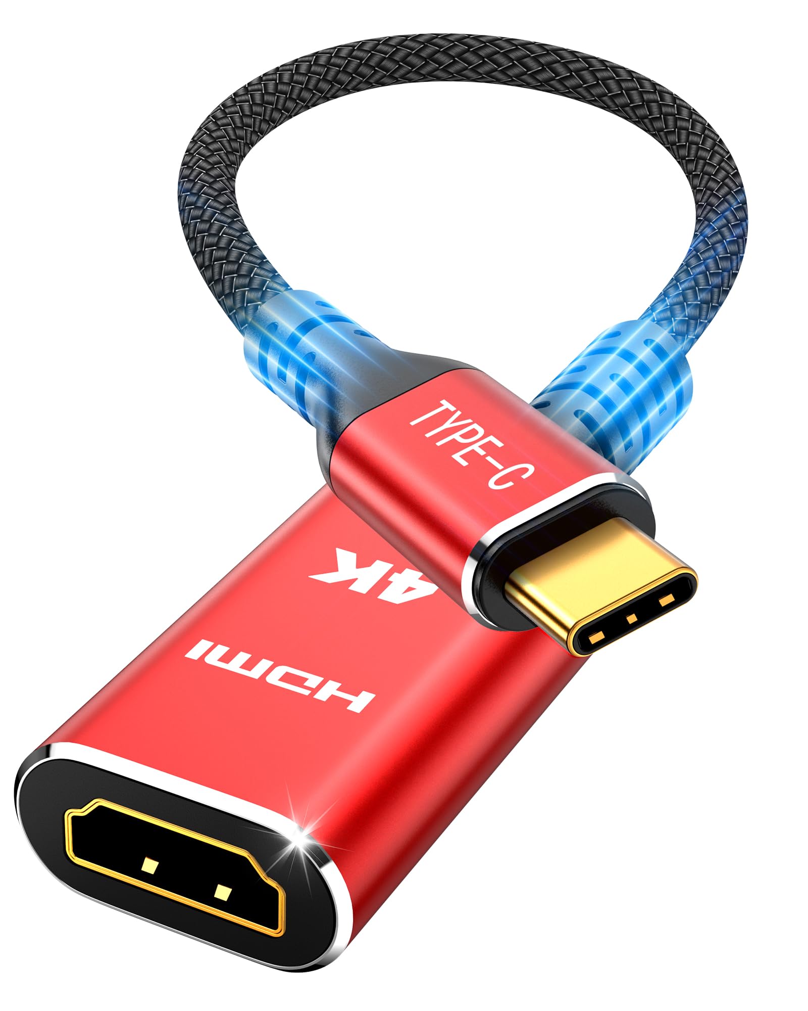 High-Speed USB C to HDMI Adapter 4K 60Hz - Thunderbolt 3/4 Compatible - Works with iPhone 15 Pro/Max, MacBook Pro/Air, iPad Pro, iMac, XPS, Galaxy, Surface Book - Perfect for Home Office, Presentations, and 4K Video Streaming