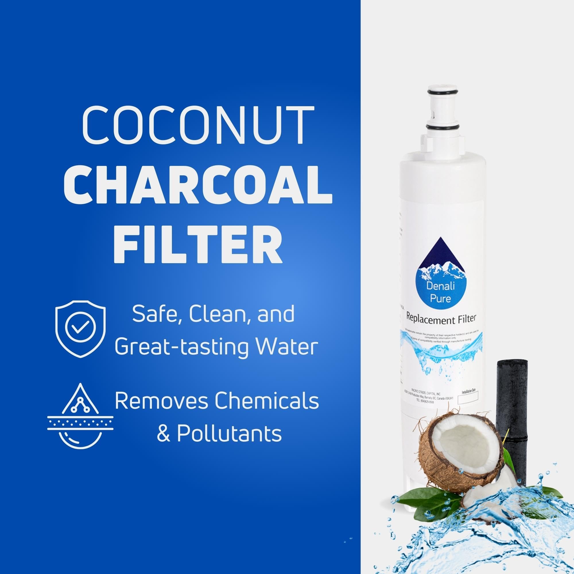3-Pack Whirlpool GD5SHAXLB02 Refrigerator Water Filter Replacement - Compatible with Whirlpool 4396508, 4396510 Fridge Water Filter Cartridge | Clean & Safe Drinking Water for Home & Office