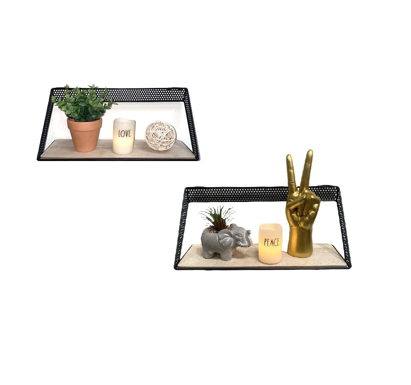 Modern Floating Wall Shelves Set of 2 - Space Saving Storage Solution for Kitchen, Living Room, Bathroom - Perfect for Organizing Spices, Books, Decor & More