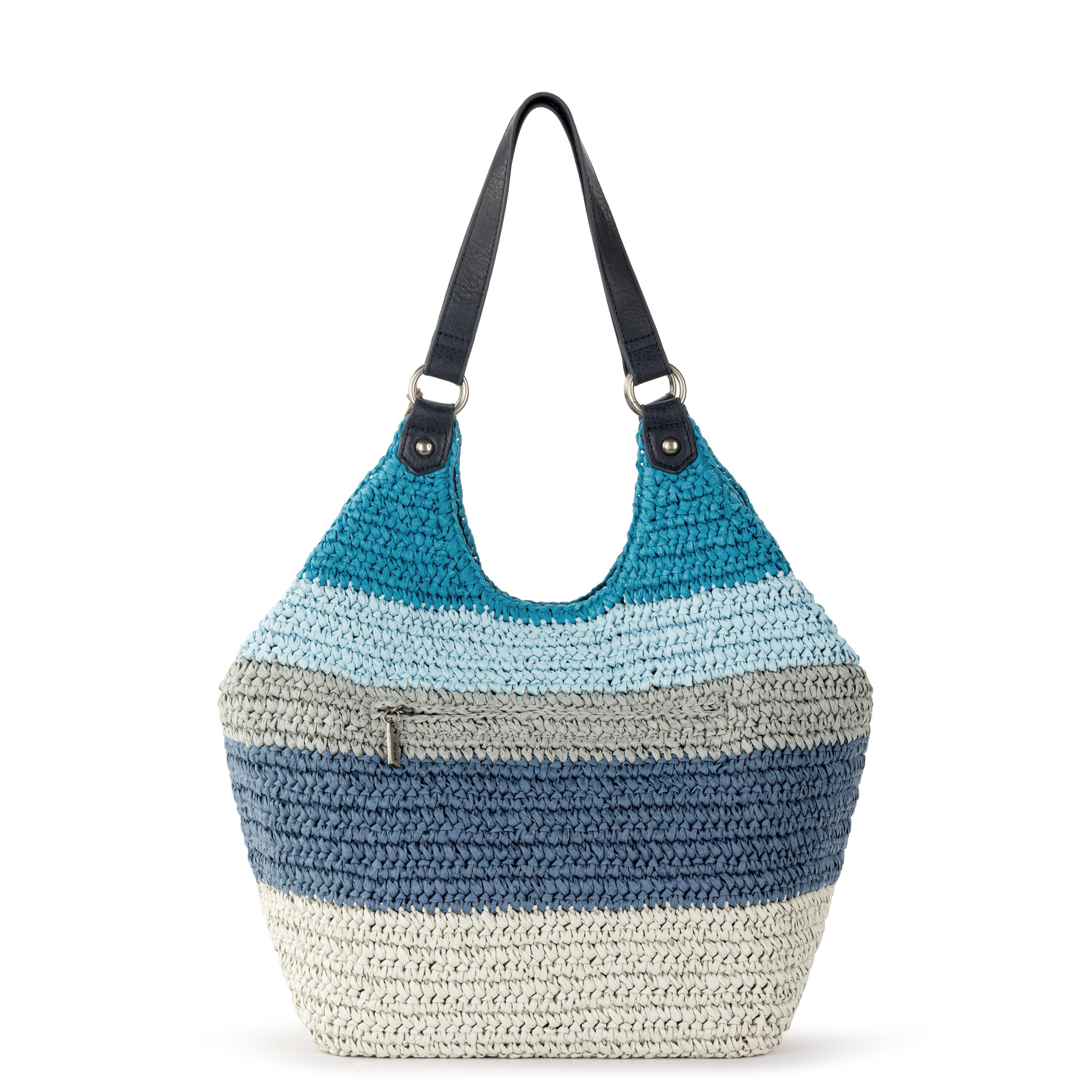 Roma Straw Shopper Bag - Stylish Ocean Stripe Tote for Women | Perfect for Beach, Shopping & Travel Accessories