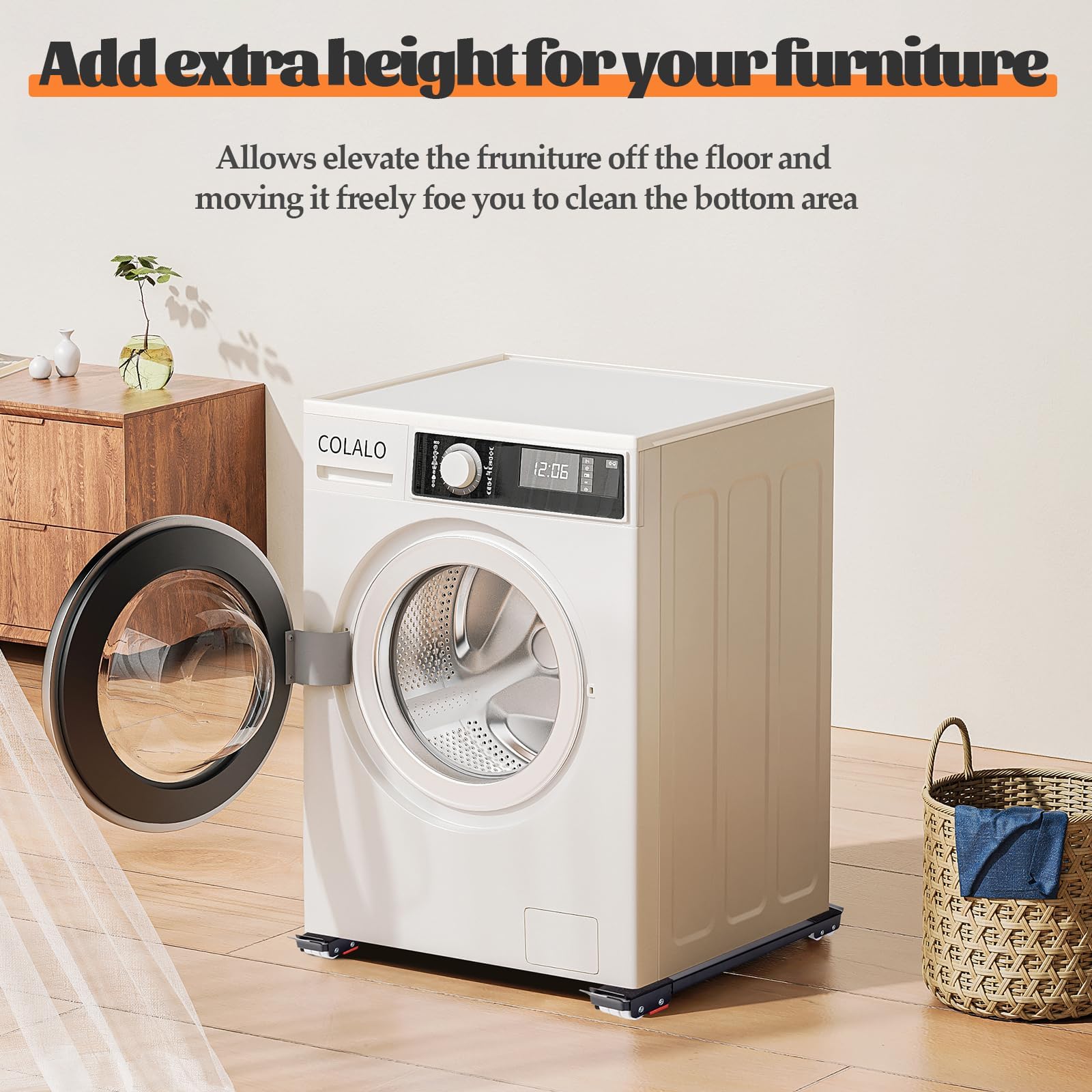 Heavy Duty Upgraded Appliance Rollers for Washer and Dryer - Extendable Furniture Dolly with Rubber Mat for Moving Washing Machine, Refrigerator & Large Appliances Easily - Perfect for Home Moving, Appliance Installation and Furniture Rearrangement