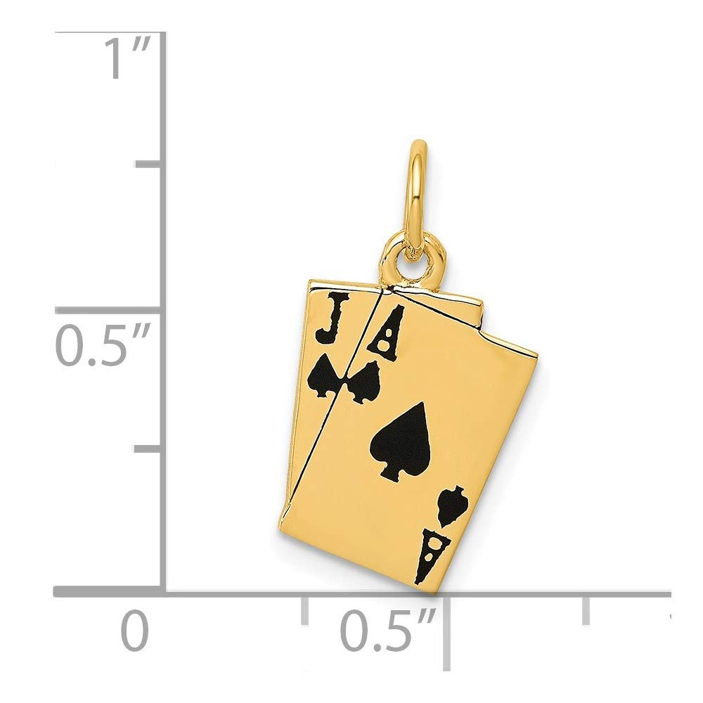 14K Yellow Gold Enameled Blackjack Playing Cards Charm Pendant Necklace - Elegant Casino Theme Jewelry Gift for Women - Perfect for Parties, Gambling Nights & Special Occasions
