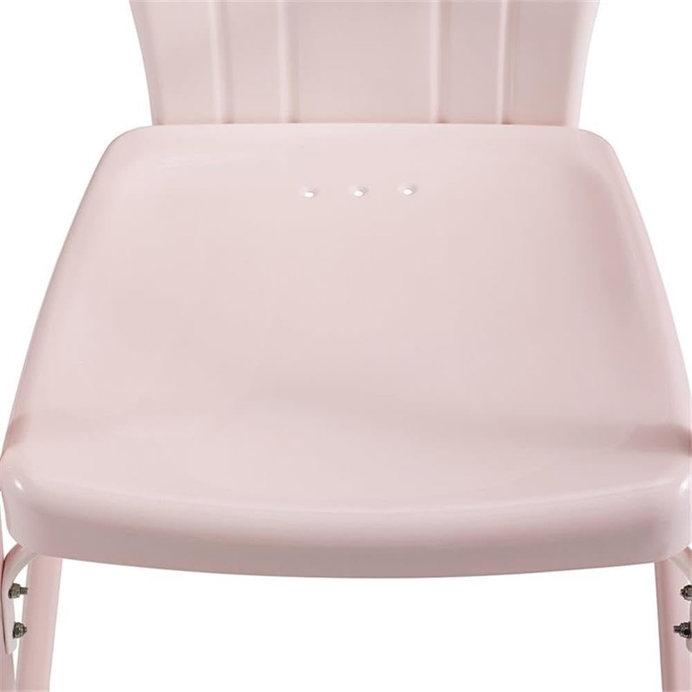 Pastel Pink Gloss Steel Outdoor Chairs (Set of 2) - Weather-Resistant Metal Patio Furniture for Garden, Poolside & Backyard Relaxation