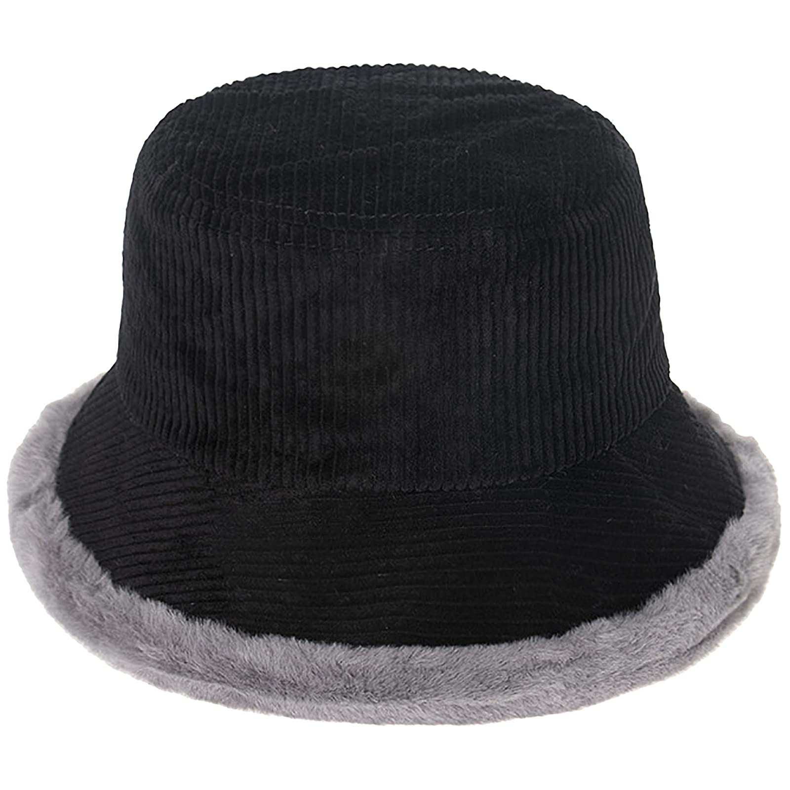 Taidor Women's Corduroy Bucket Hat - Soft Fluffy Winter Beanie with Curly Brim, Warm Fleece Lined Cold Weather Cap for Outdoor Activities, Skiing, and Casual Fashion