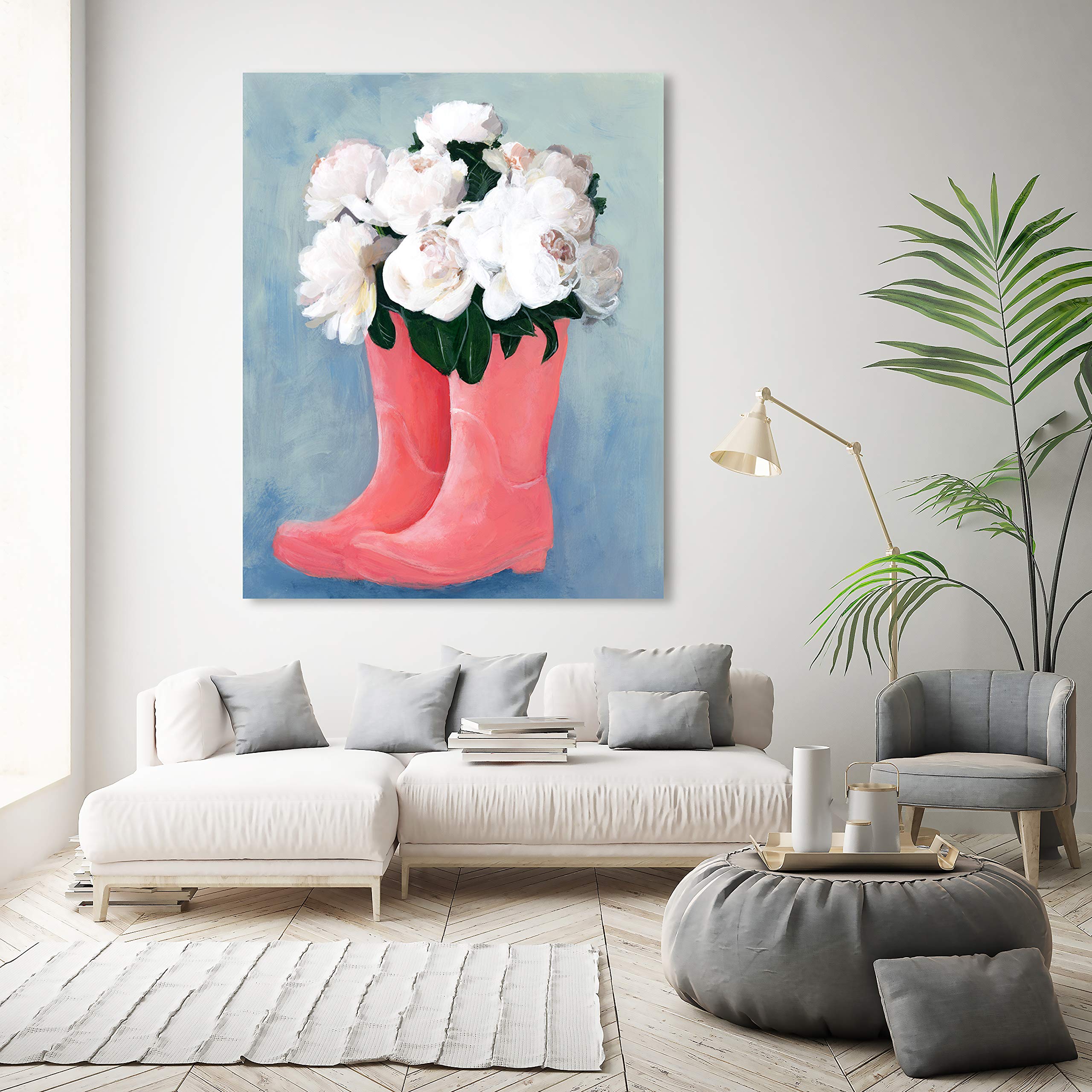 Oliver Gal Artist Co. Floral Wall Art Canvas Print 'Peonies and Rainboots' - 36