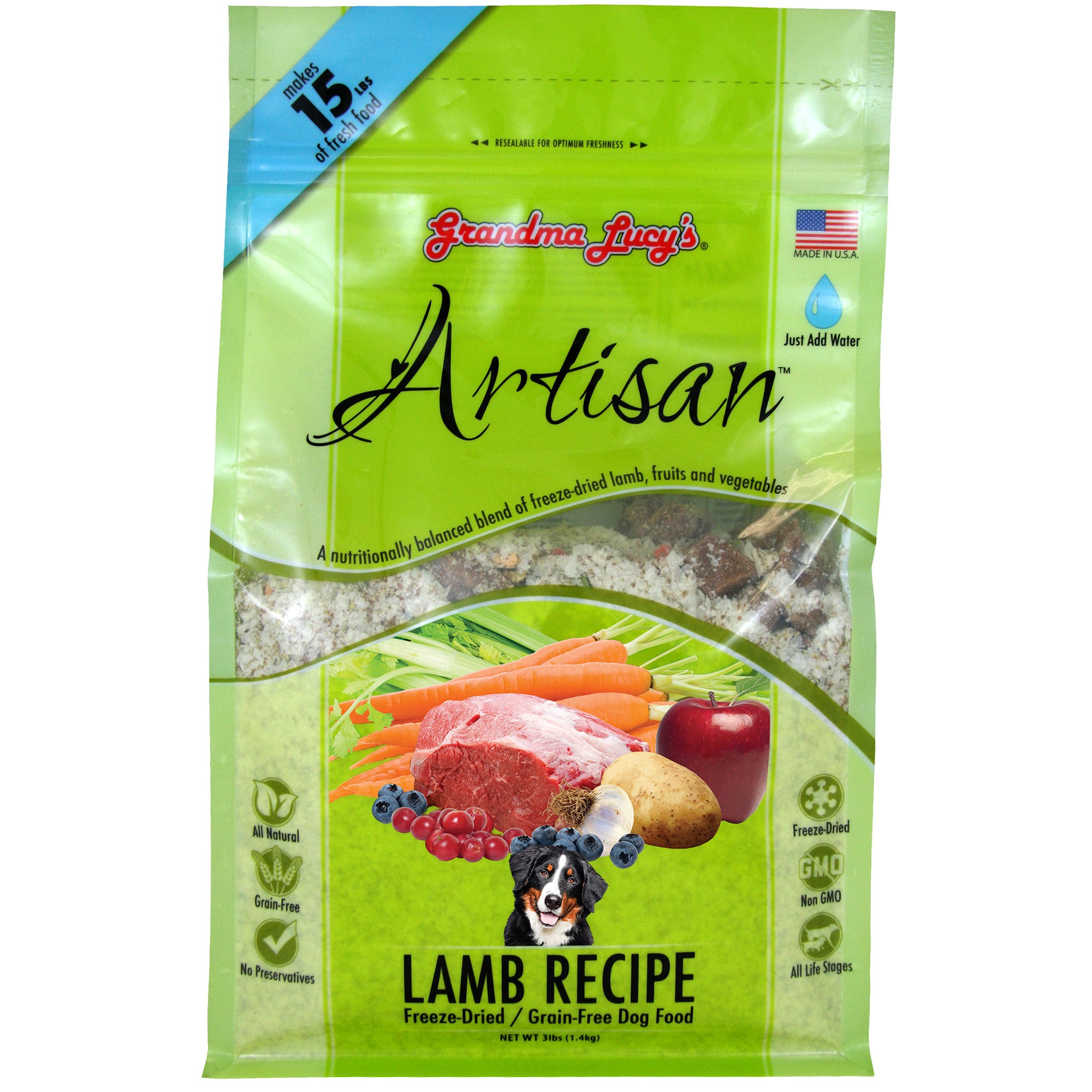 Premium Freeze-Dried Lamb Dog Food by Grandma Lucy's - Grain-Free, High-Protein Natural Pet Food for Small & Large Dogs - Perfect for Travel, Training & Sensitive Stomachs