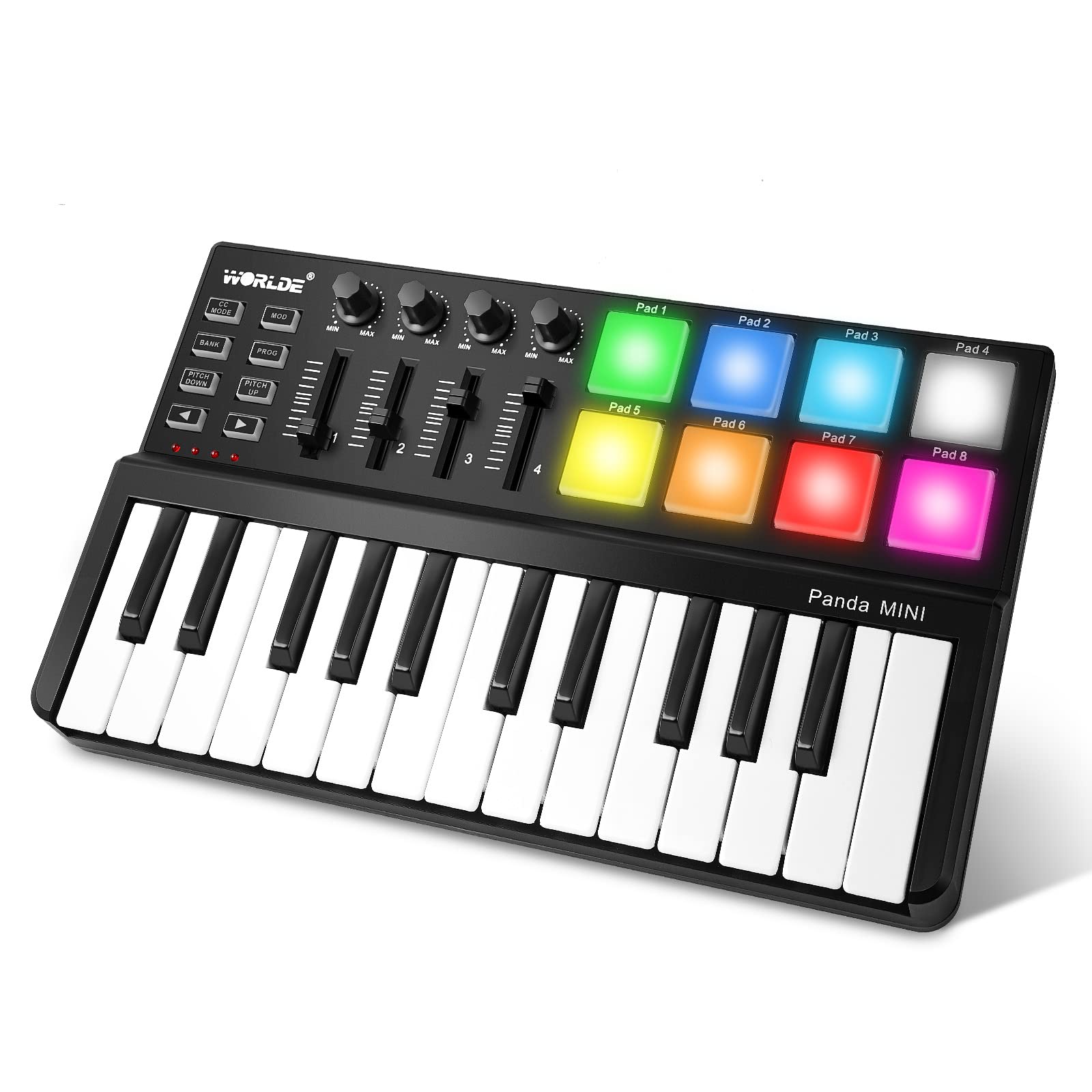 Vangoa 25-Key MIDI Keyboard Controller with 8 Drum Pads - USB Portable Beat Maker Machine for Music Production, Recording Studio & Live Performance (Black) | Perfect for Beginners, Producers & DJs