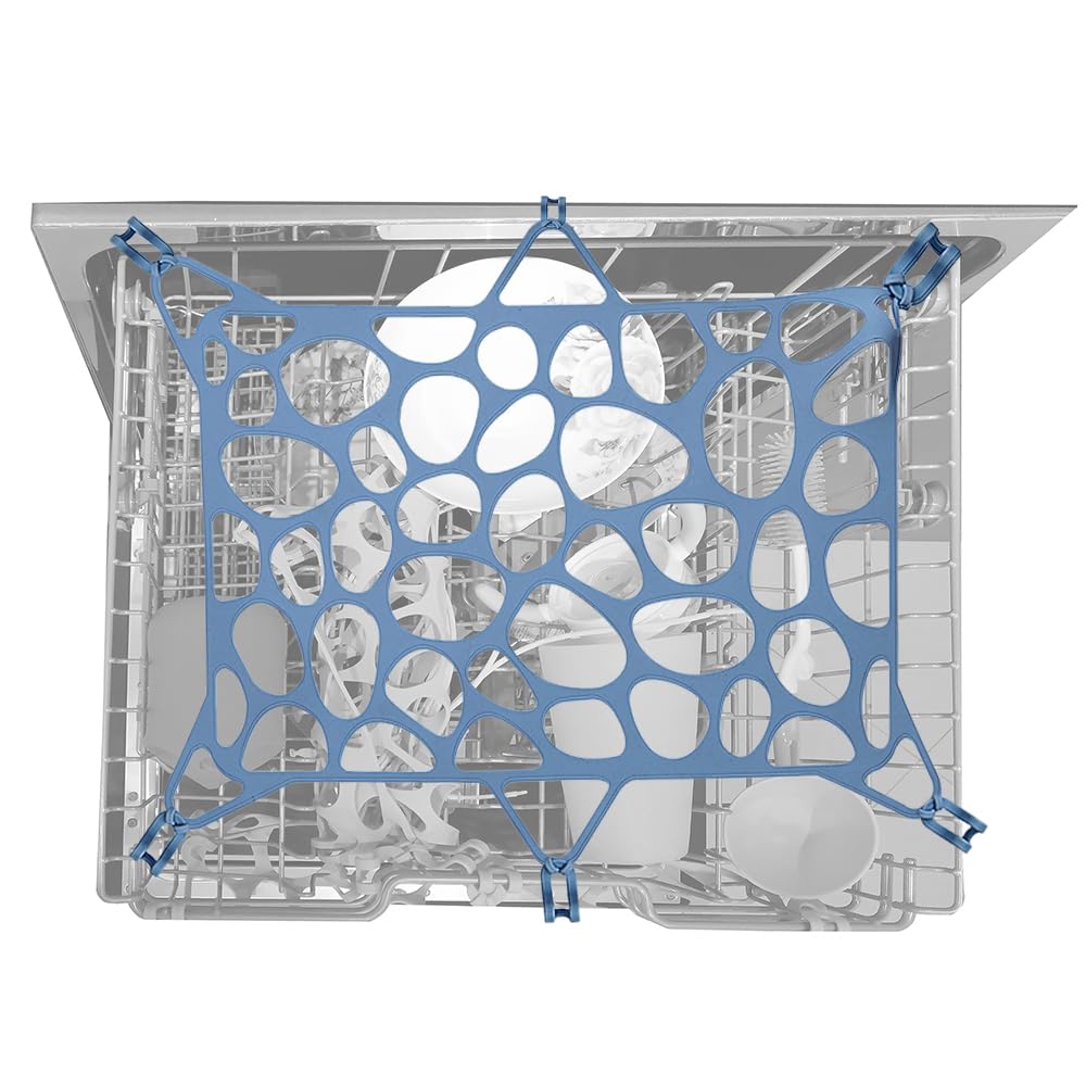 REVEX Silicone Dishwasher Basket for Baby Bottles & Utensils - Adjustable Hooks, Mesh Cover (9.8